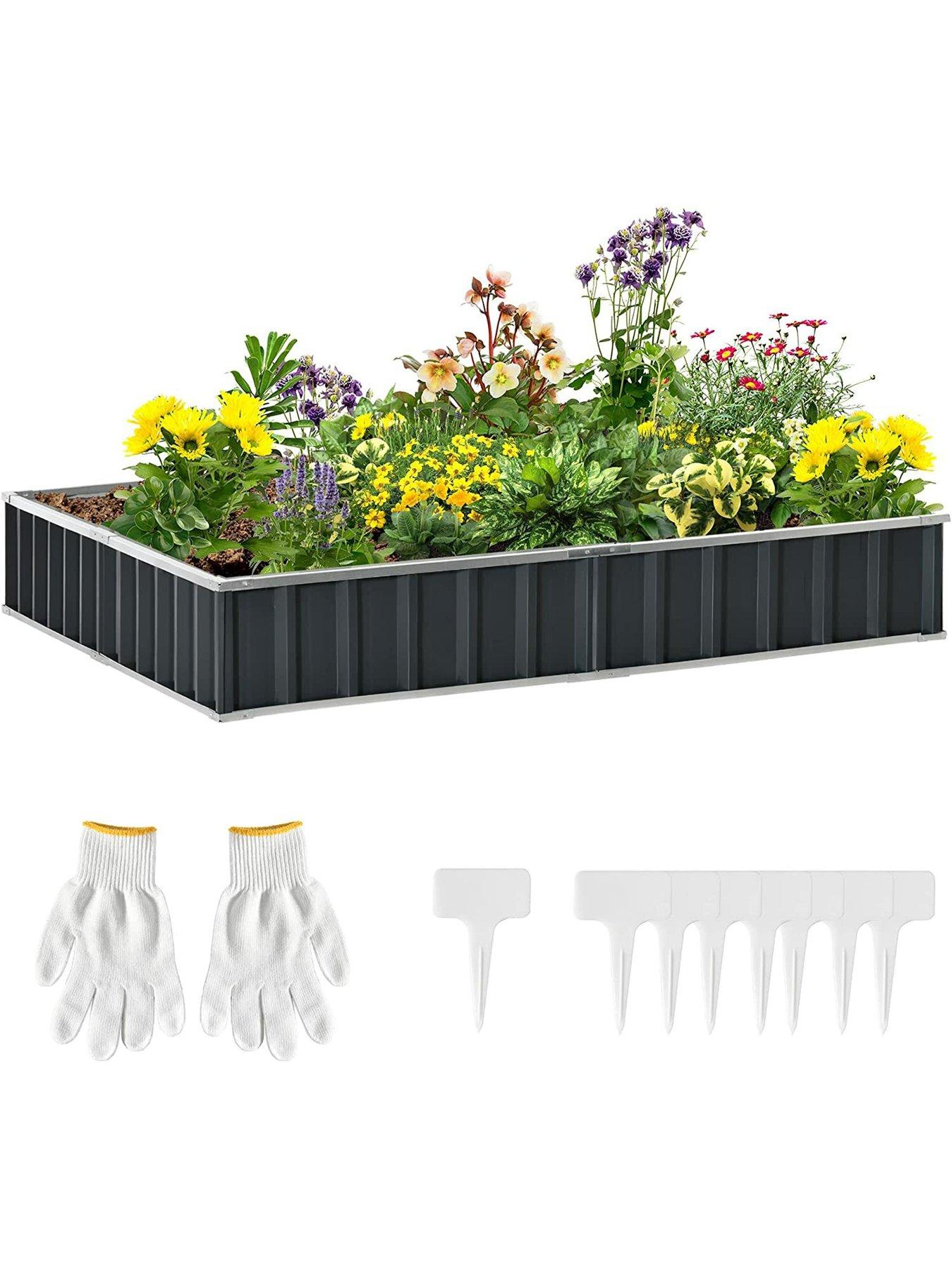 Image 4 of 7 of OutSunny Outsunny Metal Raised Garden Bed No Bottom DIY Large Steel Planter Box w/ Gloves