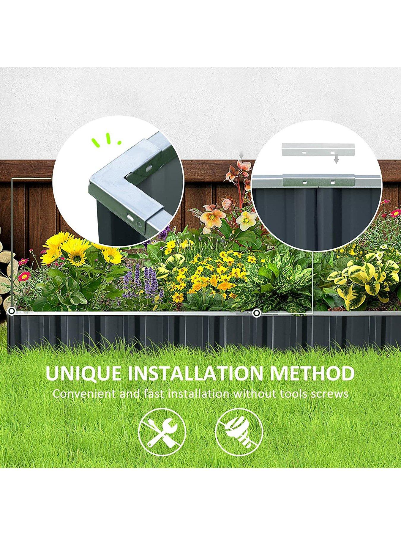 Image 7 of 7 of OutSunny Outsunny Metal Raised Garden Bed No Bottom DIY Large Steel Planter Box w/ Gloves