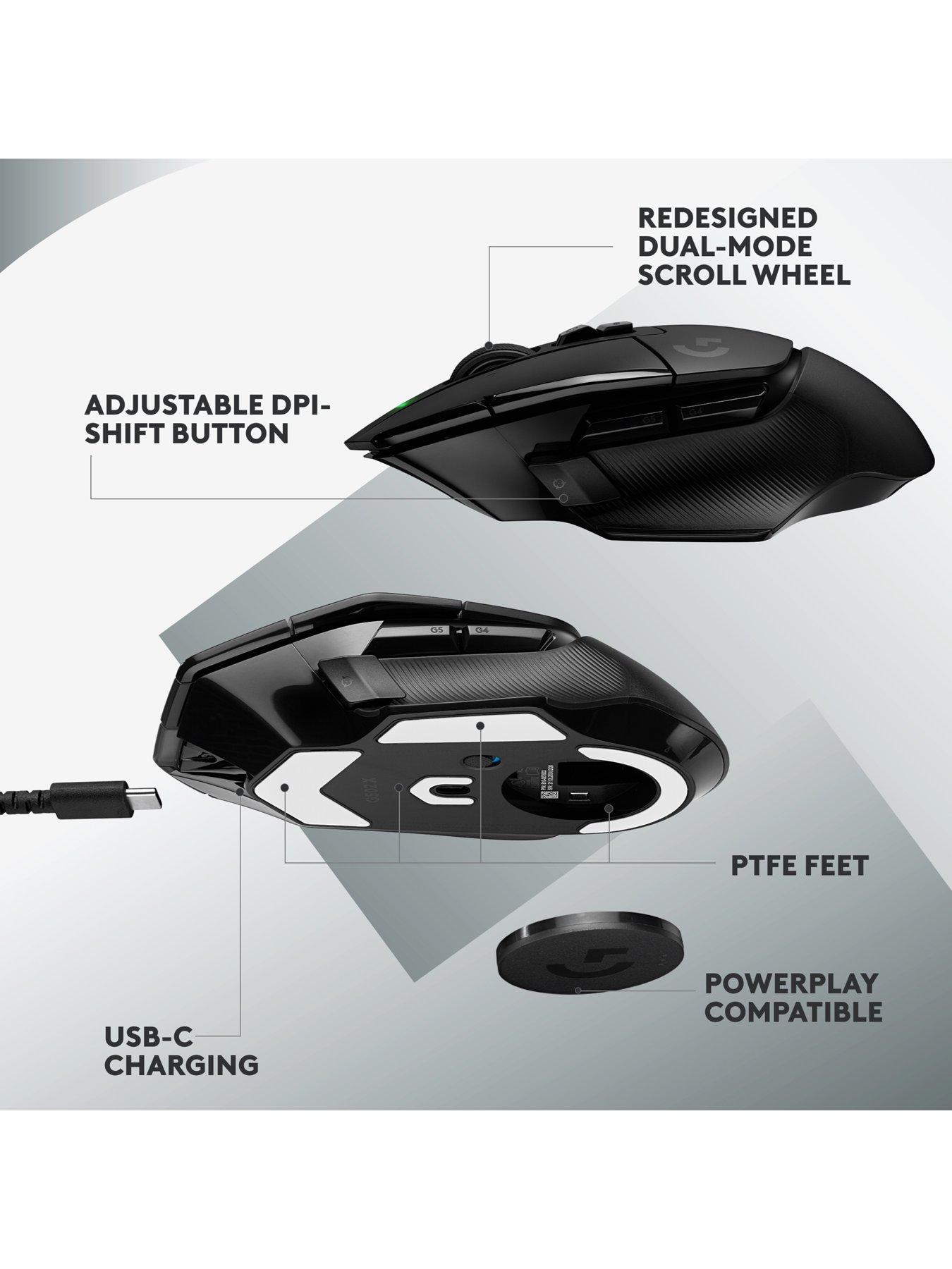Image 5 of 6 of LogitechG G502 X LIGHTSPEED Wireless Gaming Mouse, HERO 25K gaming sensor, for PC/Mac- Black