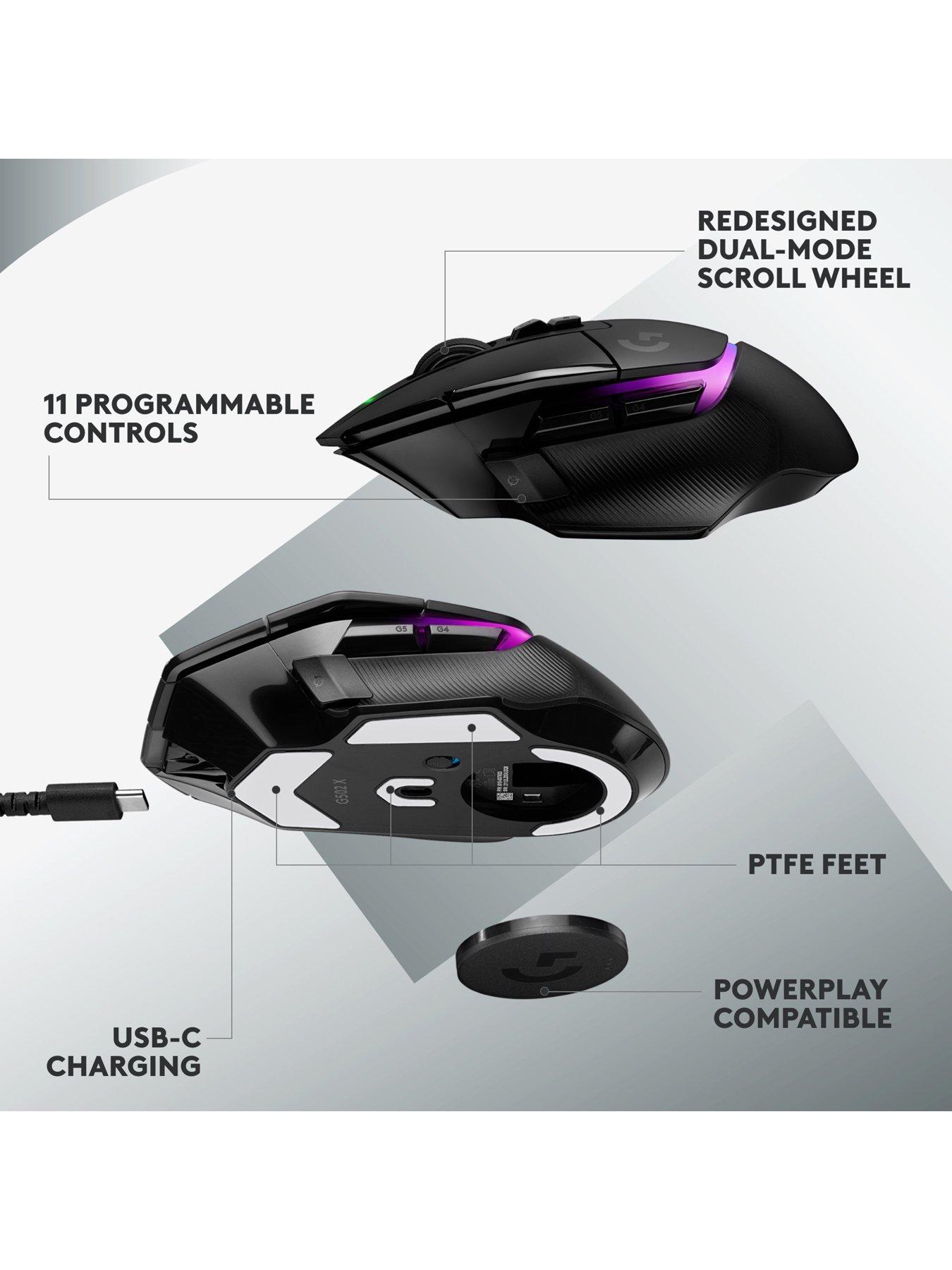 Image 7 of 8 of LogitechG G502 X PLUS LIGHTSPEED Wireless RGB Gaming Mouse, HERO 25K gaming sensor, for PC/Mac - Black