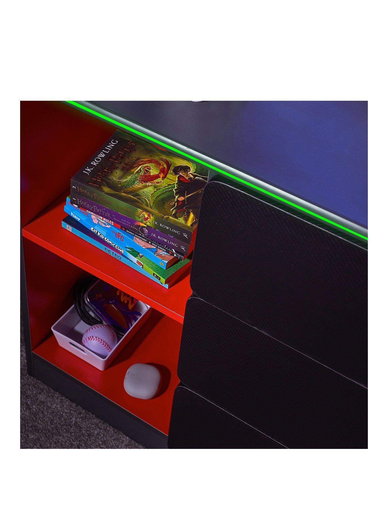 Image 2 of 5 of X Rocker Carbon-tek Gaming&nbsp;Storage Sideboard with&nbsp;Drawers, Shelves and LEDs