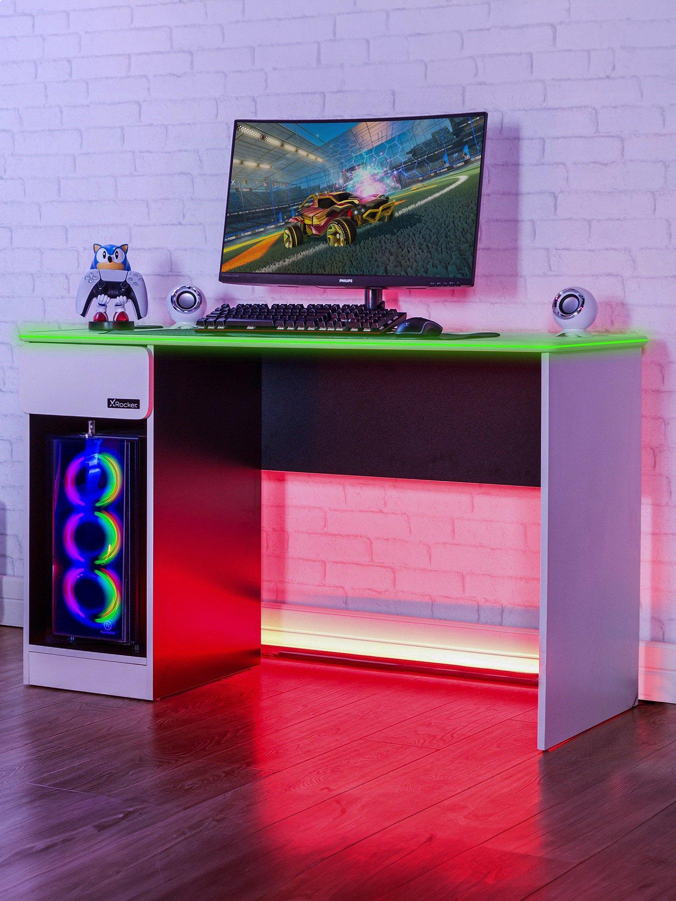 undefined Carbon-tek Gaming Desk With Wireless Charging And Neo Fibre Led Lighting