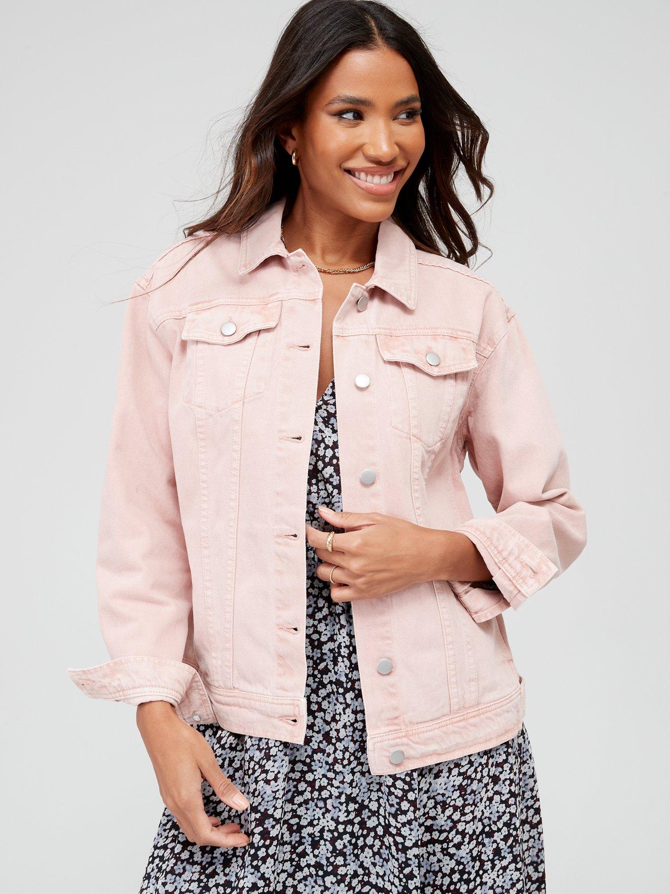 Pink denim 2025 jacket women