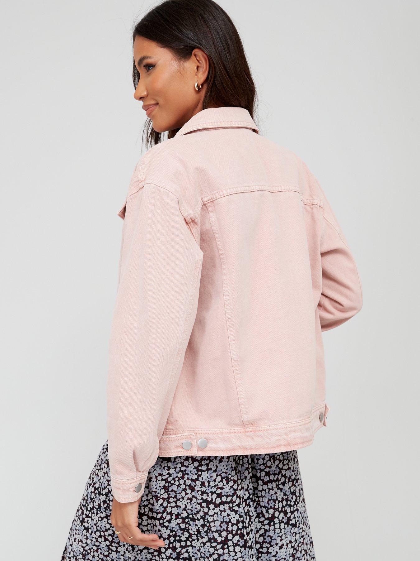 Pink denim jacket clearance missguided