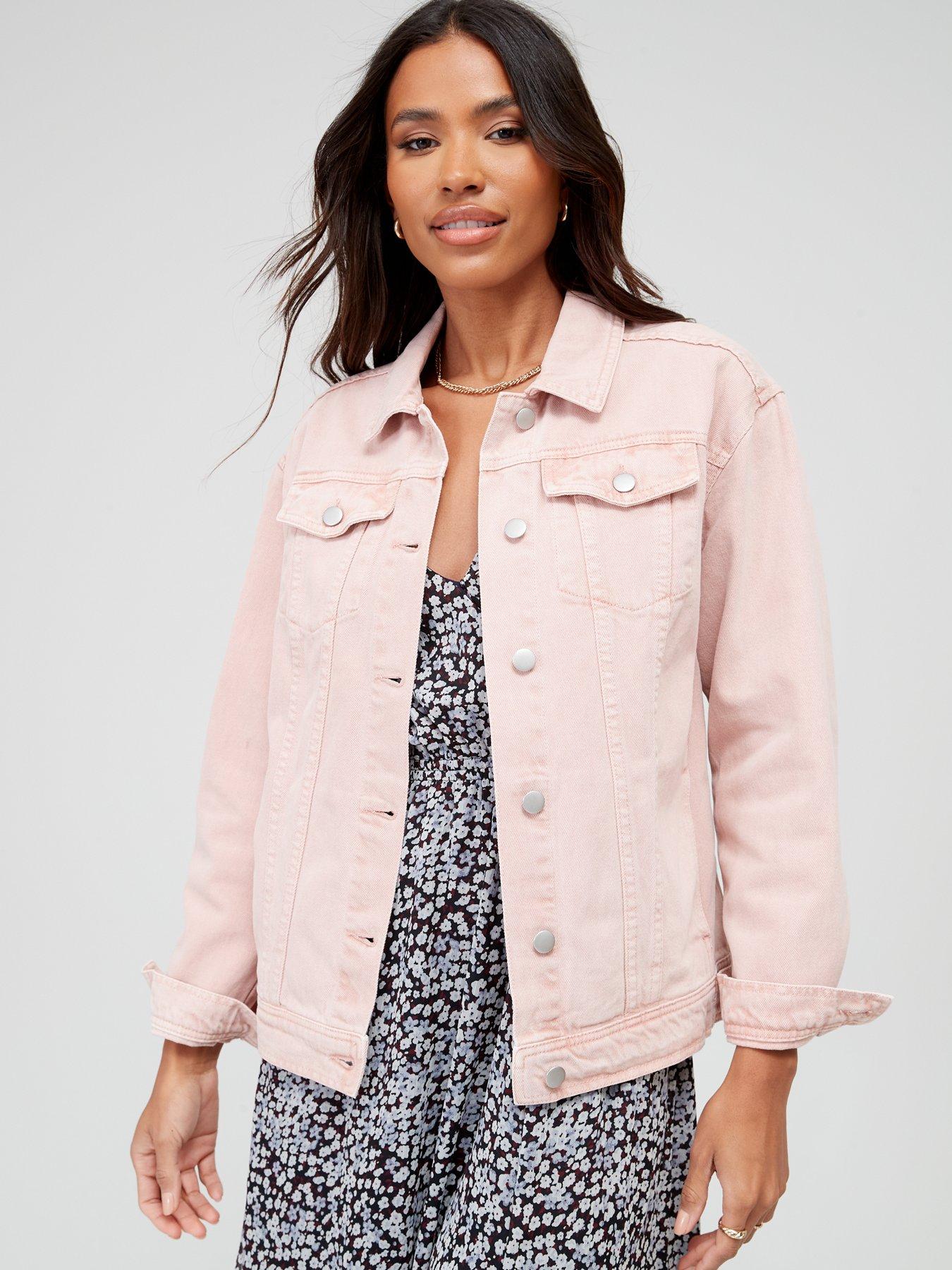 Pink denim 2024 jacket missguided