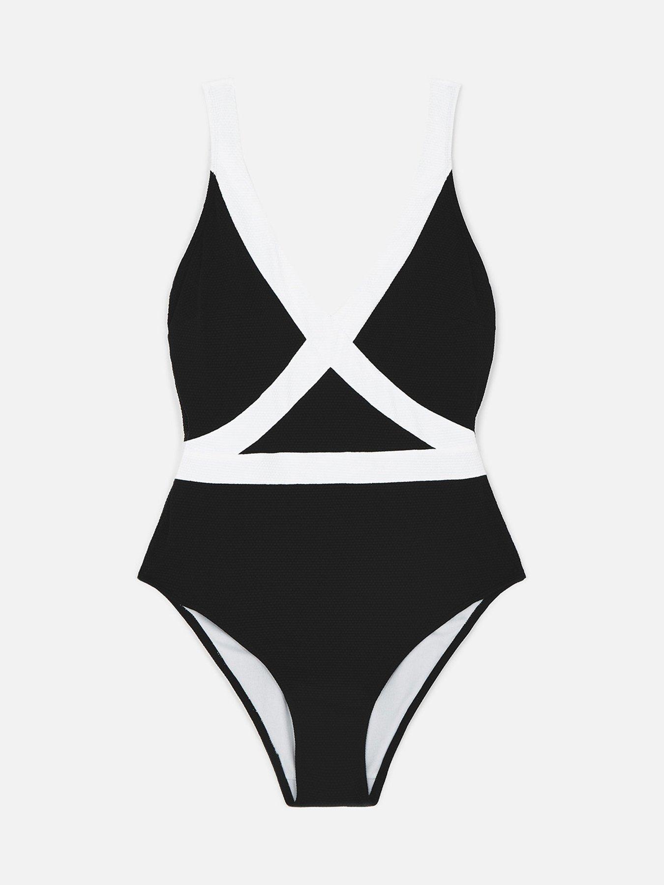 Image 3 of 6 of Accessorize Monochrome Textured Shaping Swimsuit