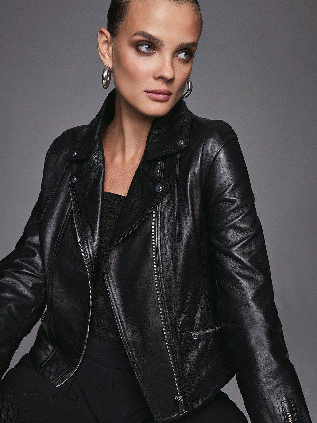 Leather Signature Biker Jacket - Black