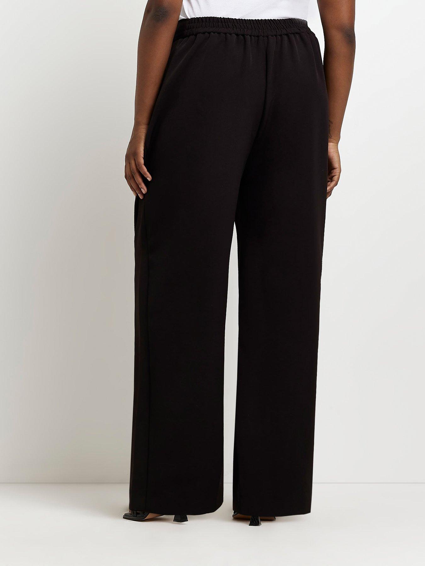 River Island Plus Pleated Wide Leg Trouser - Black