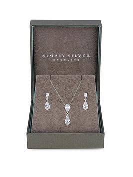 simply-silver-gift-boxed-sterling-silver-925-cubic-zirconia-pear-drop-jewellery-set