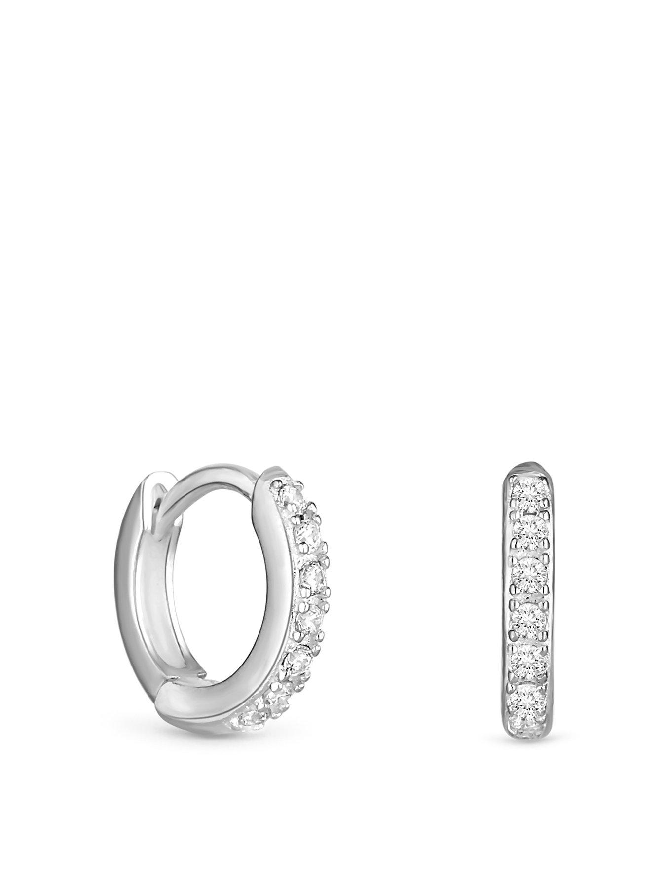 Image 1 of 3 of Simply Silver Simply Silver Sterling Silver 925 CZ Mini Hoop Earrings - 10mm&nbsp;