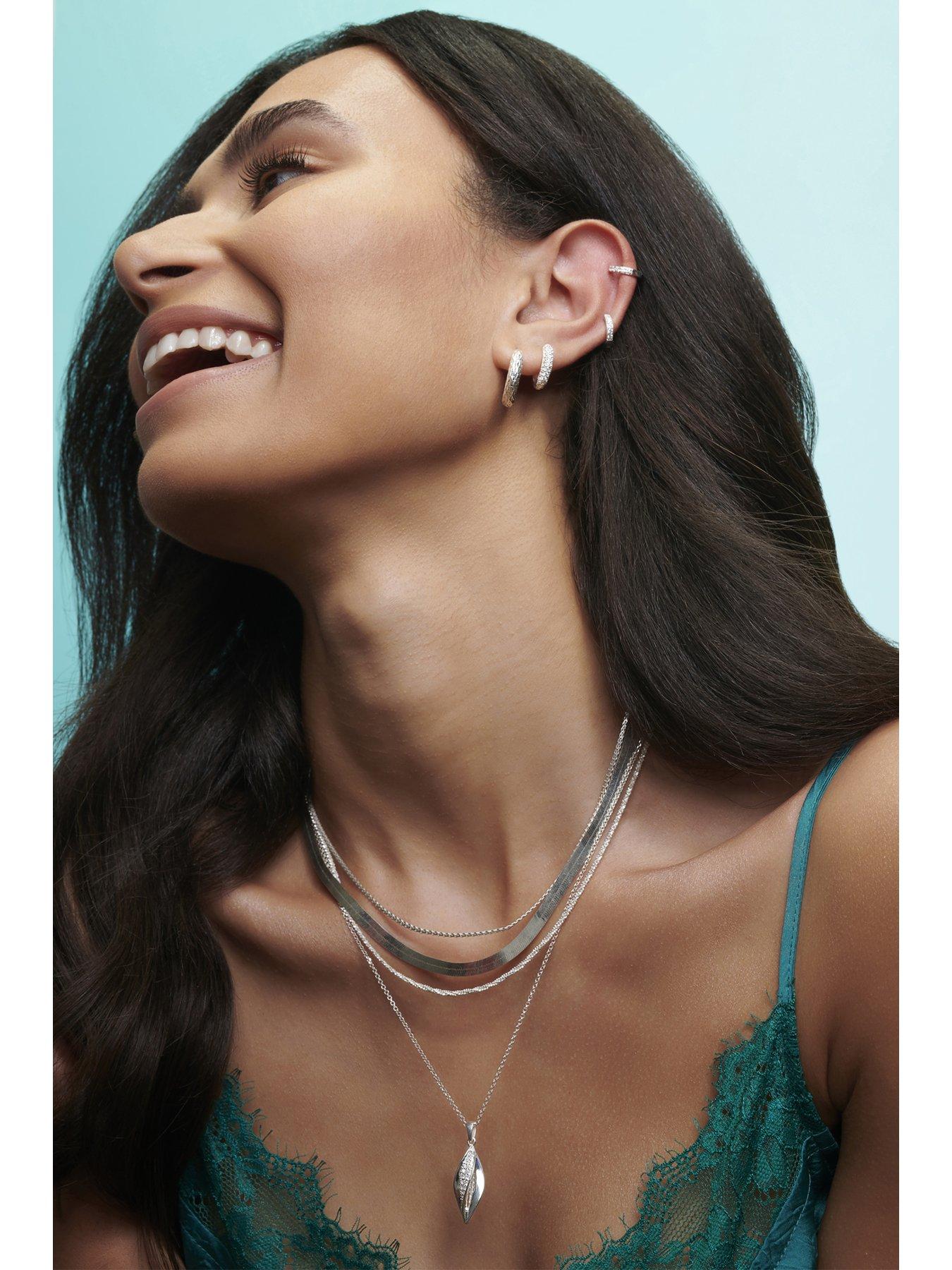Image 3 of 3 of Simply Silver Simply Silver Sterling Silver 925 CZ Mini Hoop Earrings - 10mm&nbsp;