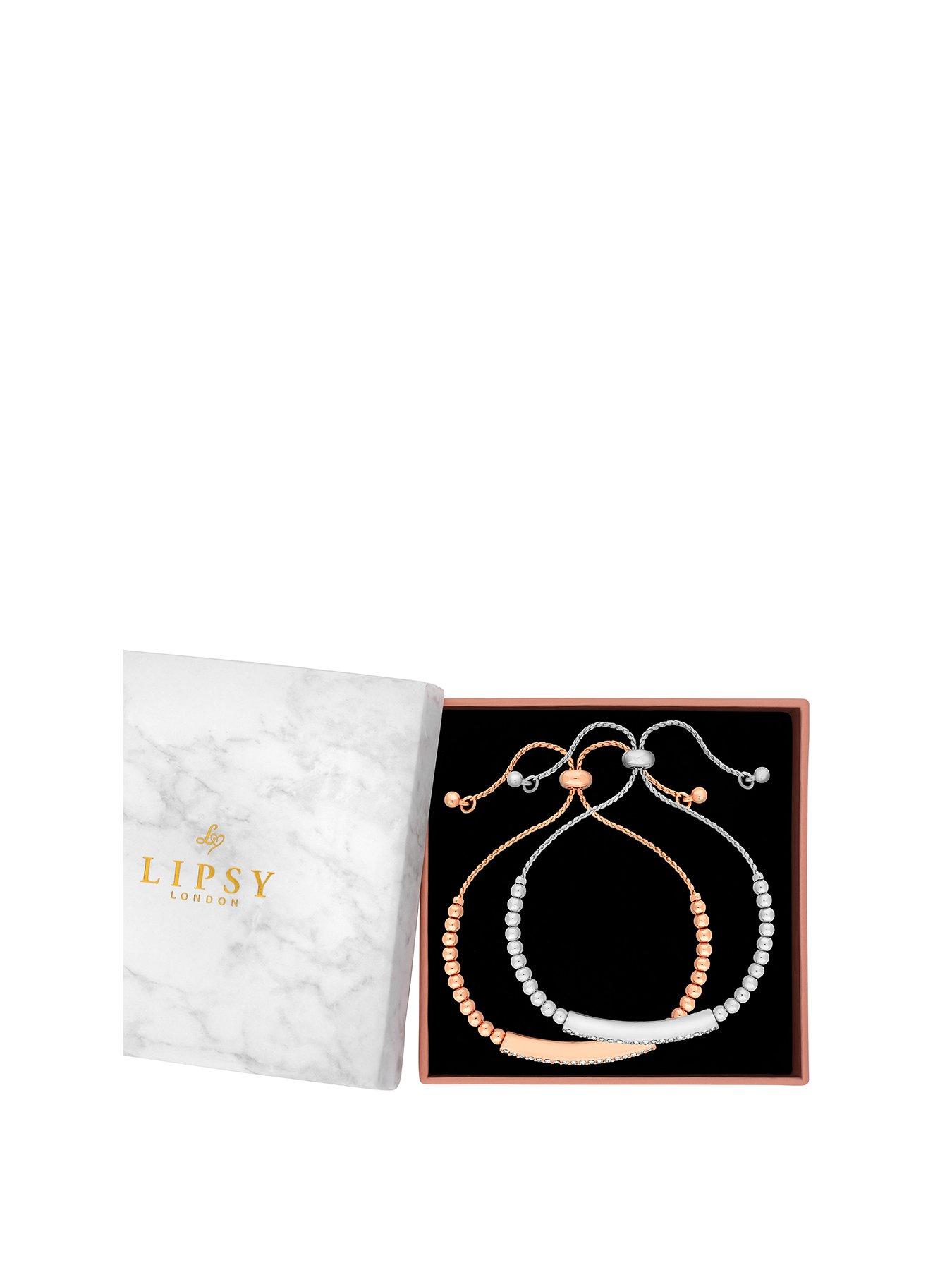 Image 1 of 2 of Lipsy Tri Tone Bar Toggle Bracelets 2 Pack - Gift Boxed