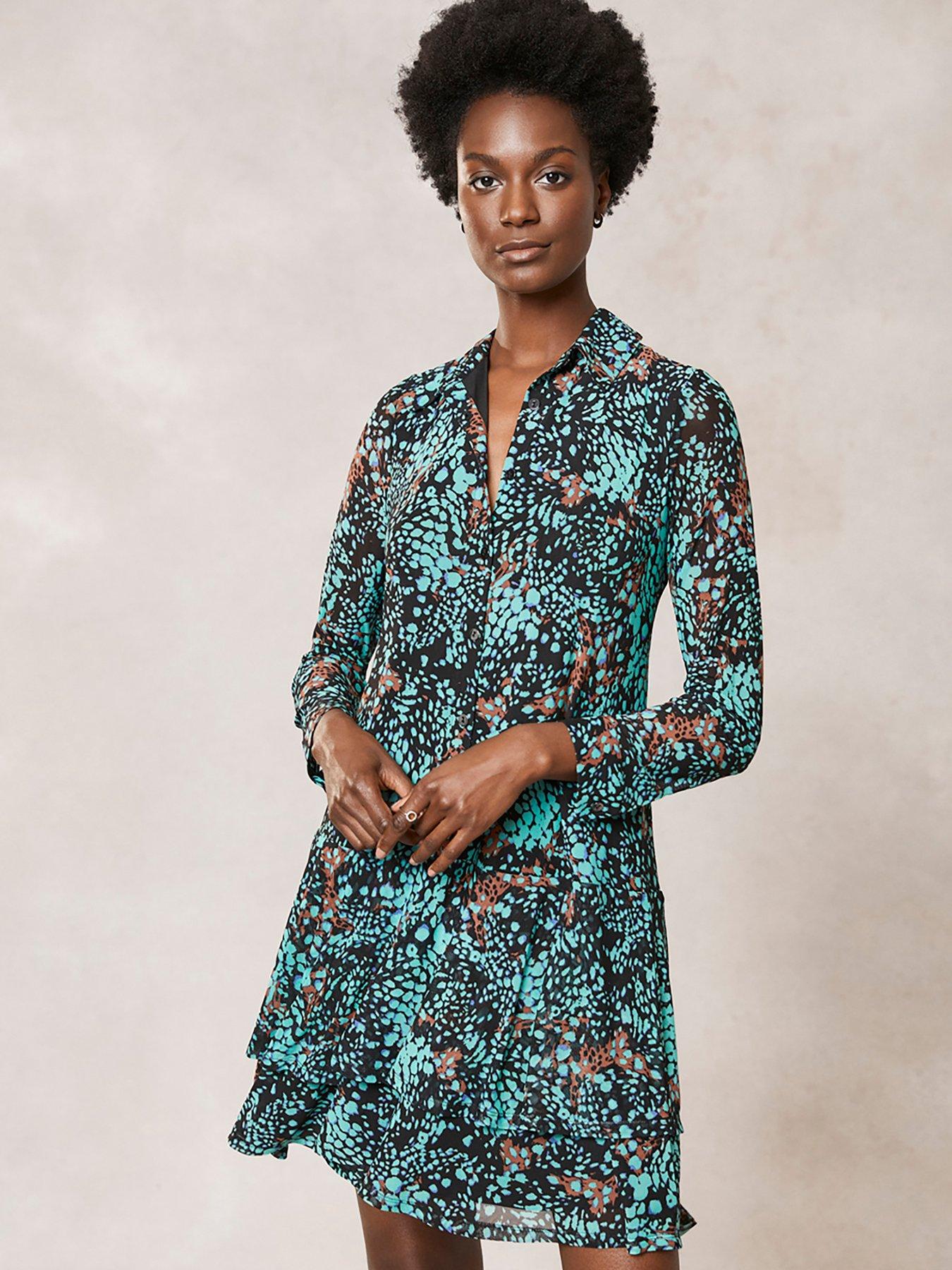 Mint Velvet Champagne Sequin Shirt Midi Dress