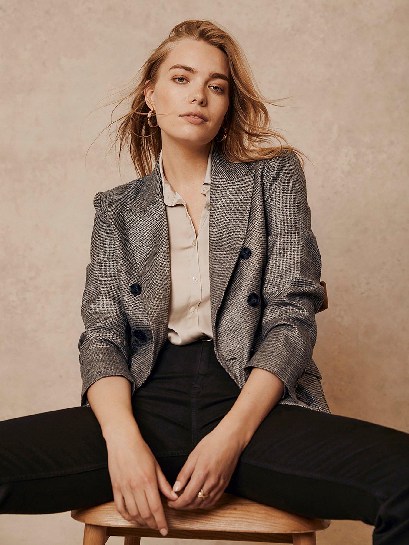 Metallic Check Blazer Grey