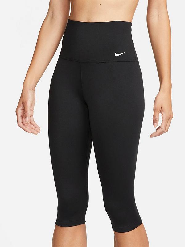 Nike Women's One Dri Fit Capri Legging - BLACK/WHITE