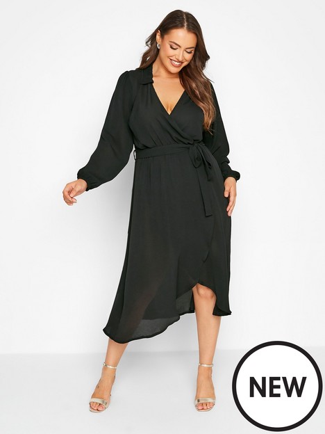 yours-yours-collar-wrap-dress-black