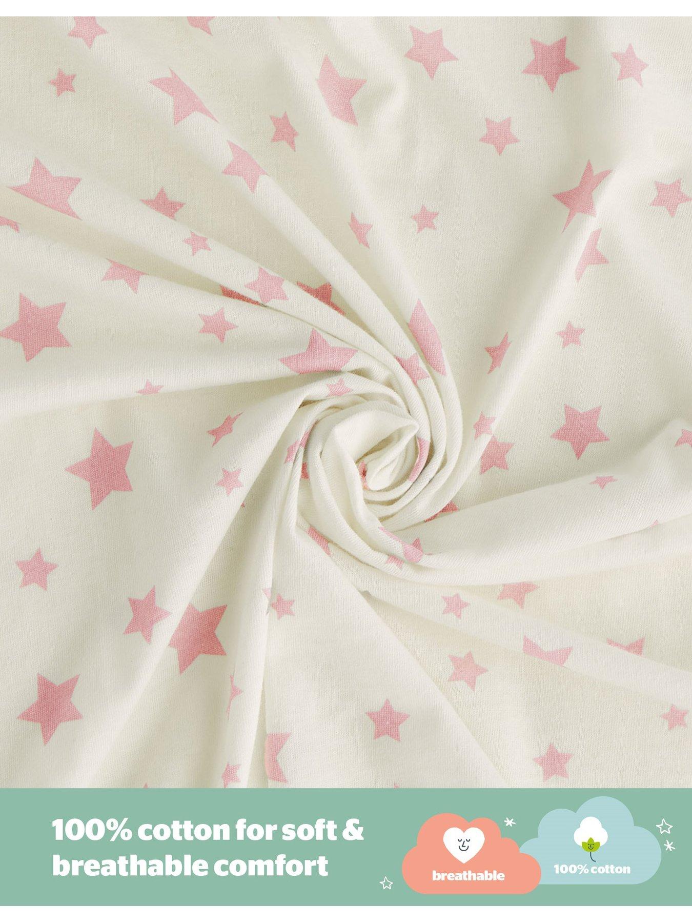 Image 4 of 7 of Silentnight Safe Nights 3 x Pack Swaddles - Velcro Tab Fastening - Pink Star Print