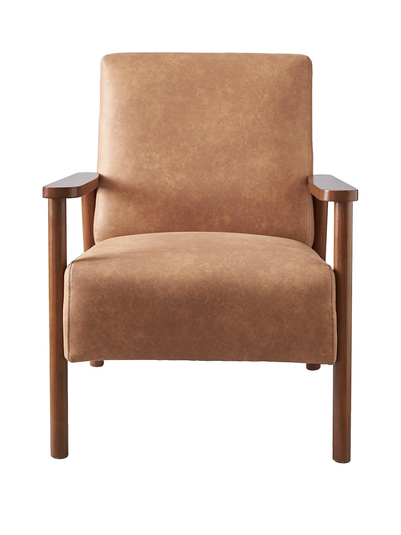 Image 2 of 7 of The Very Collection Ethan Faux Leather&nbsp;Accent Armchair - Tan&nbsp;- FSC&reg; Certified