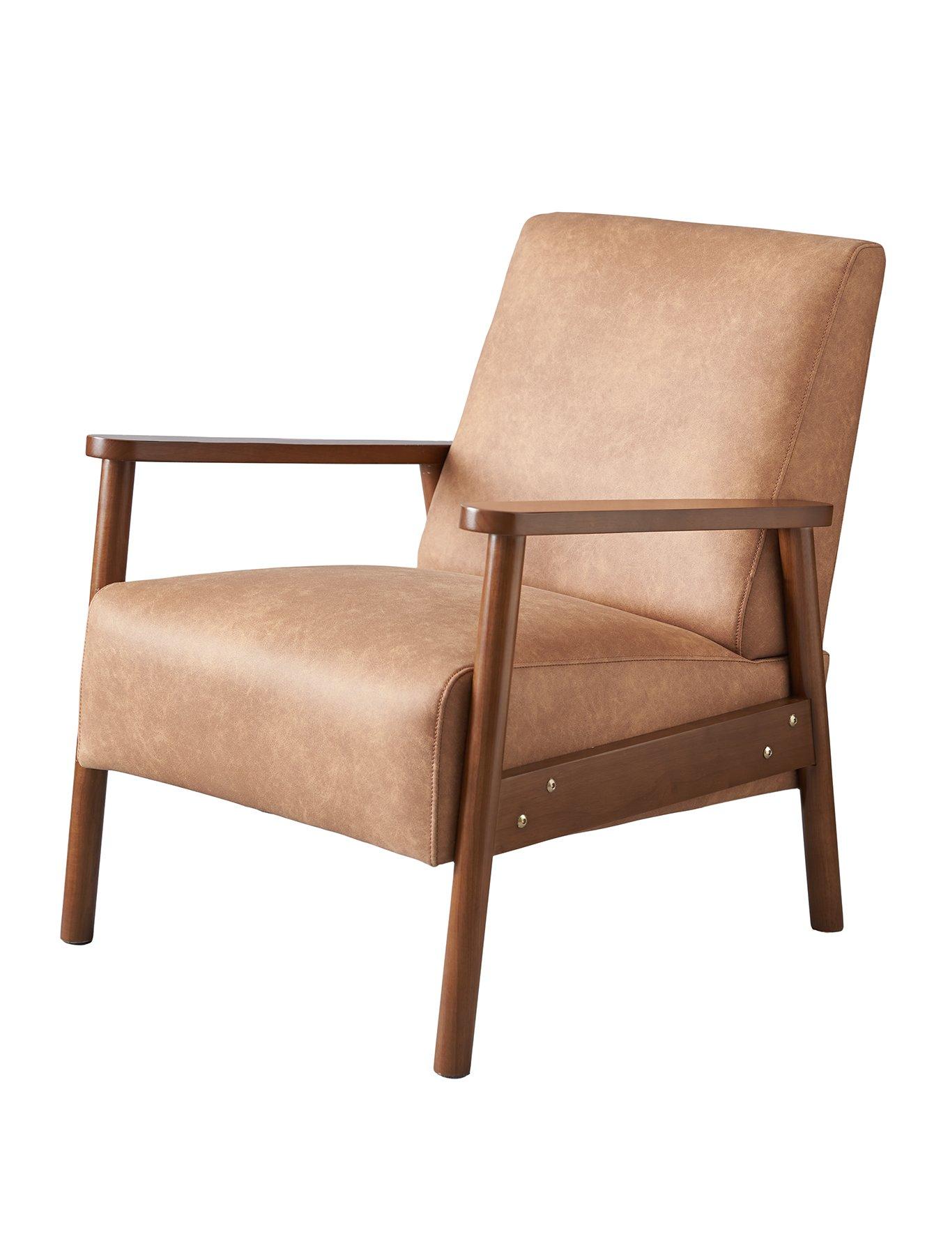 Image 3 of 7 of The Very Collection Ethan Faux Leather&nbsp;Accent Armchair - Tan&nbsp;- FSC&reg; Certified
