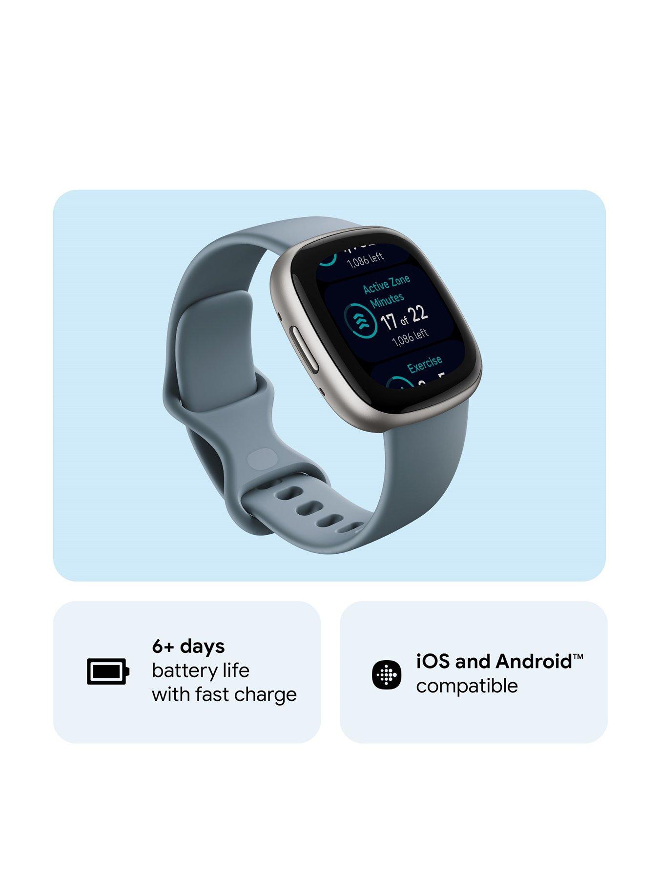 Image 2 of 7 of Fitbit Versa 4&nbsp;Fitness Smartwatch - built-in GPS, 6-day battery life, Android &amp; iOS compatible -&nbsp;Waterfall Blue/Platinum Aluminium