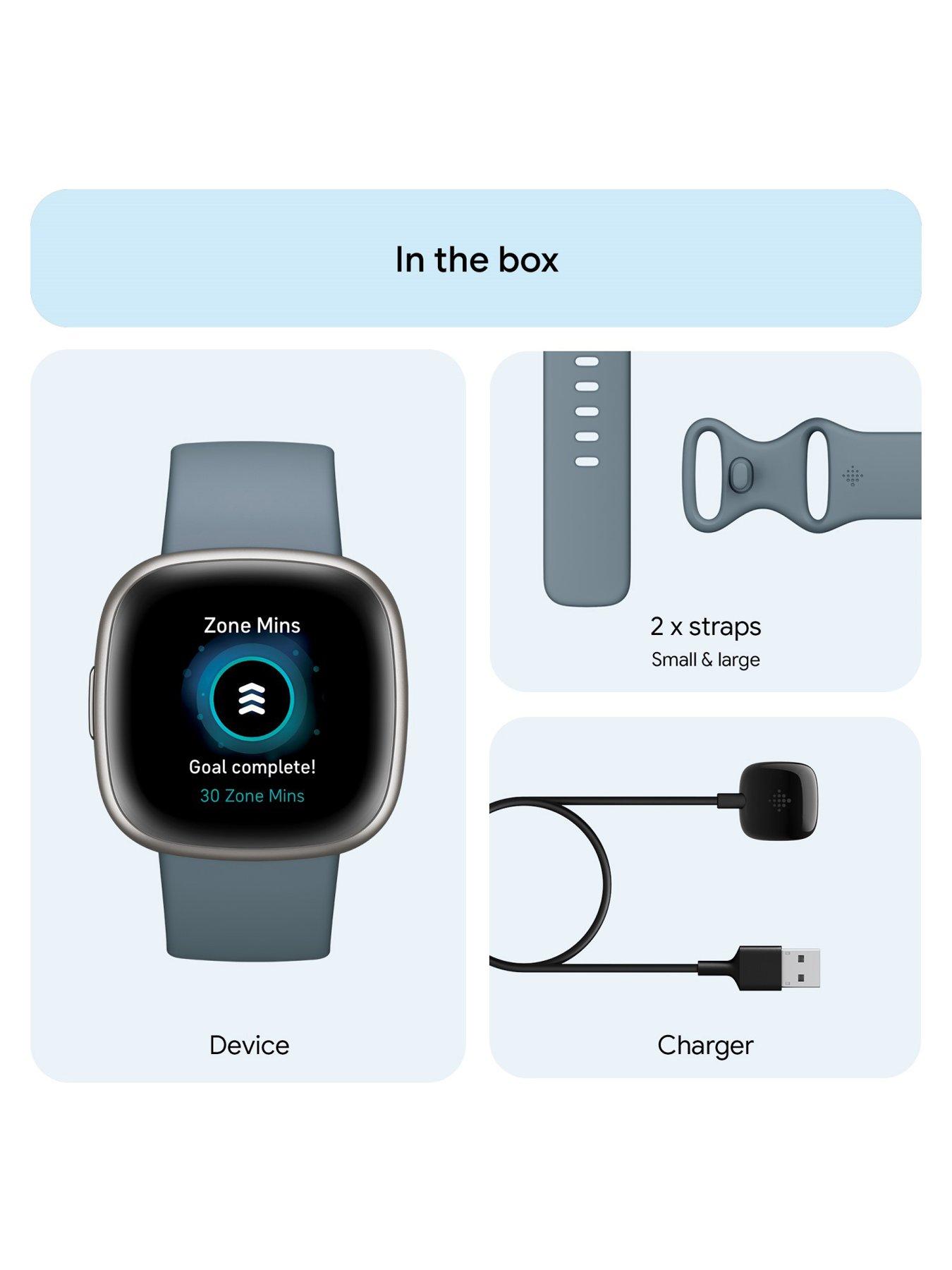 Image 6 of 7 of Fitbit Versa 4&nbsp;Fitness Smartwatch - built-in GPS, 6-day battery life, Android &amp; iOS compatible -&nbsp;Waterfall Blue/Platinum Aluminium