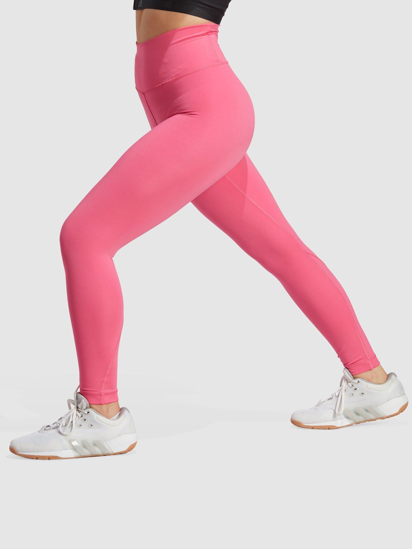 adidas Optime Mesh Full-Length Leggings - Red, Women's Training