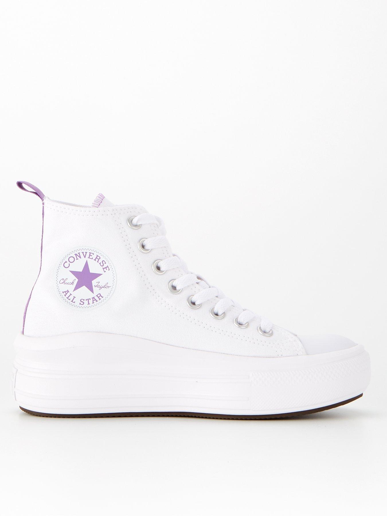 Converse Kids Girls Move Canvas Hi Top Trainers White Purple Very Ireland