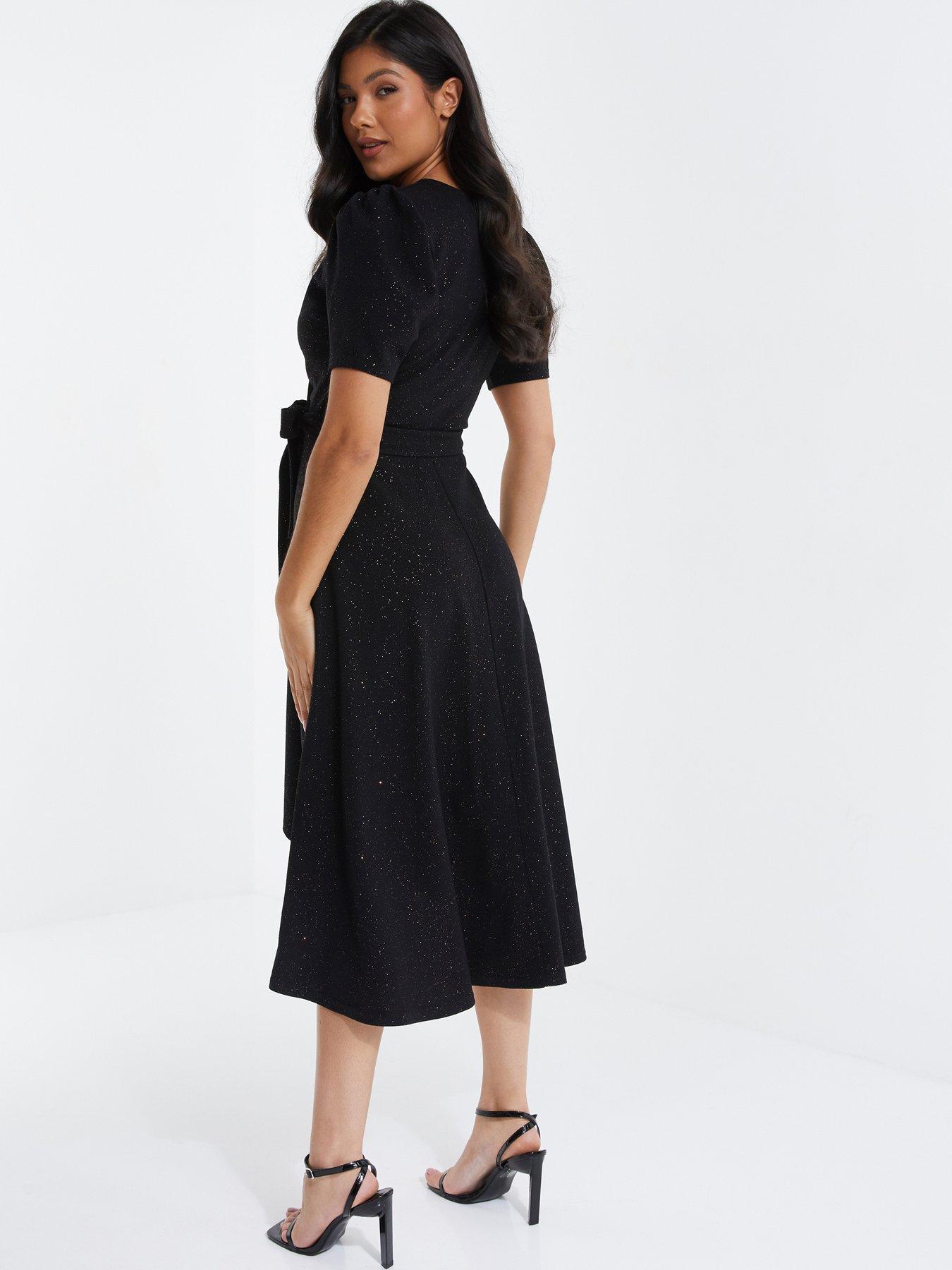 Black glitter clearance dip hem dress