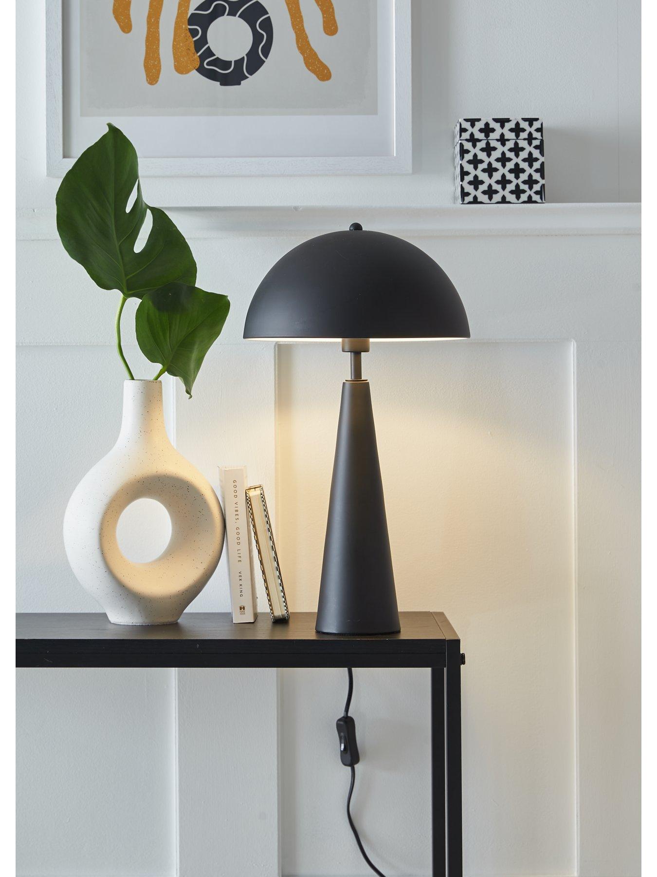 Image 1 of 3 of The Very Collection Half Dome Metal Spun Table Lamp in Black - 46 cm