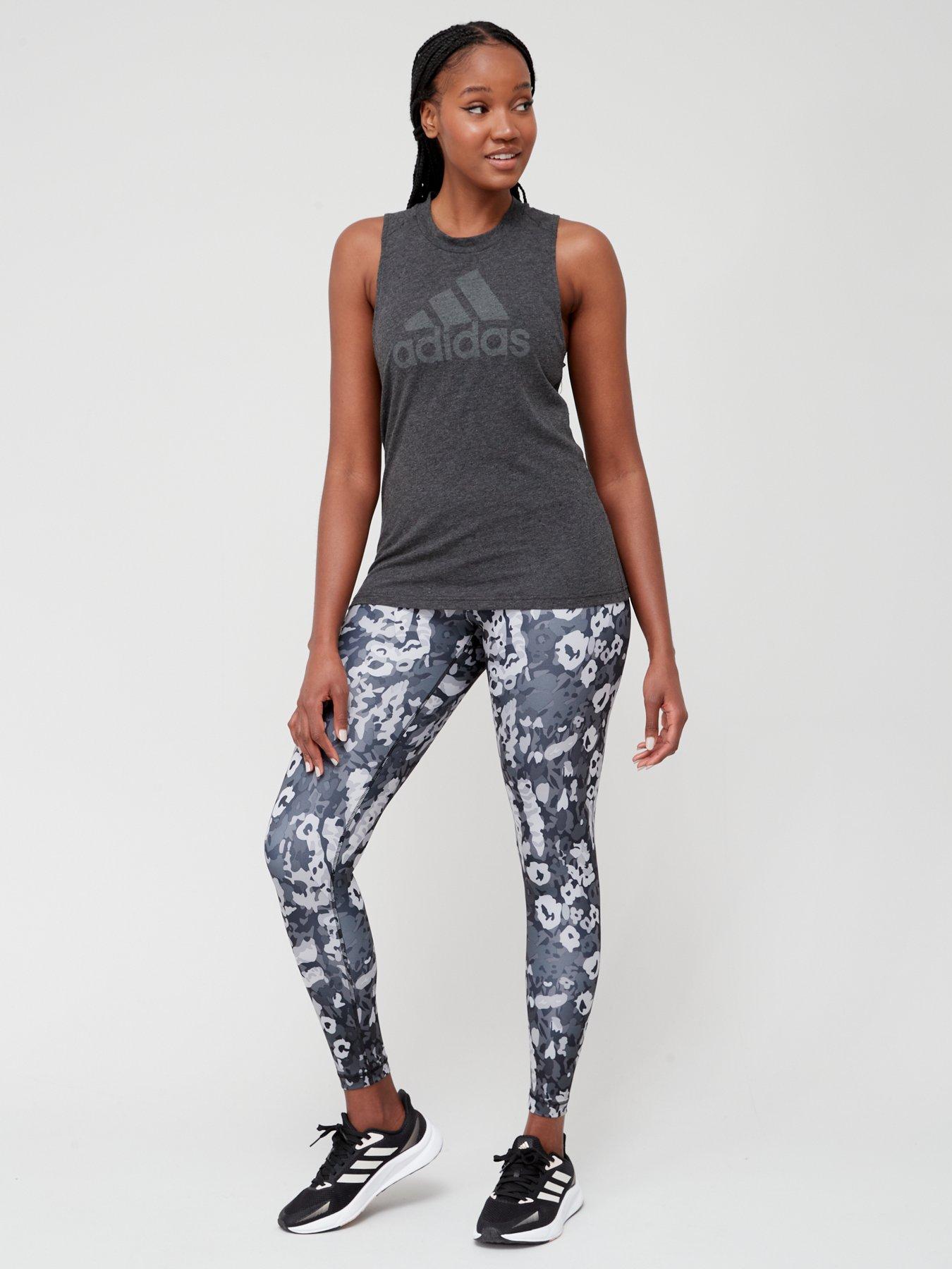 adidas Women's Performance Optime Trainicons Jacquard 3-stripes Leggings -  GREY