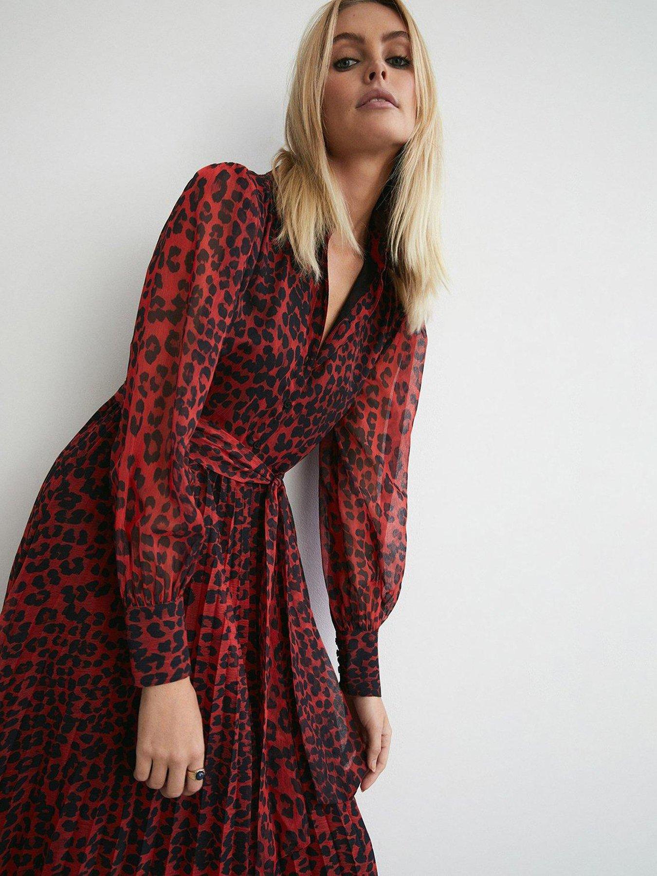 Warehouse red hot sale leopard dress