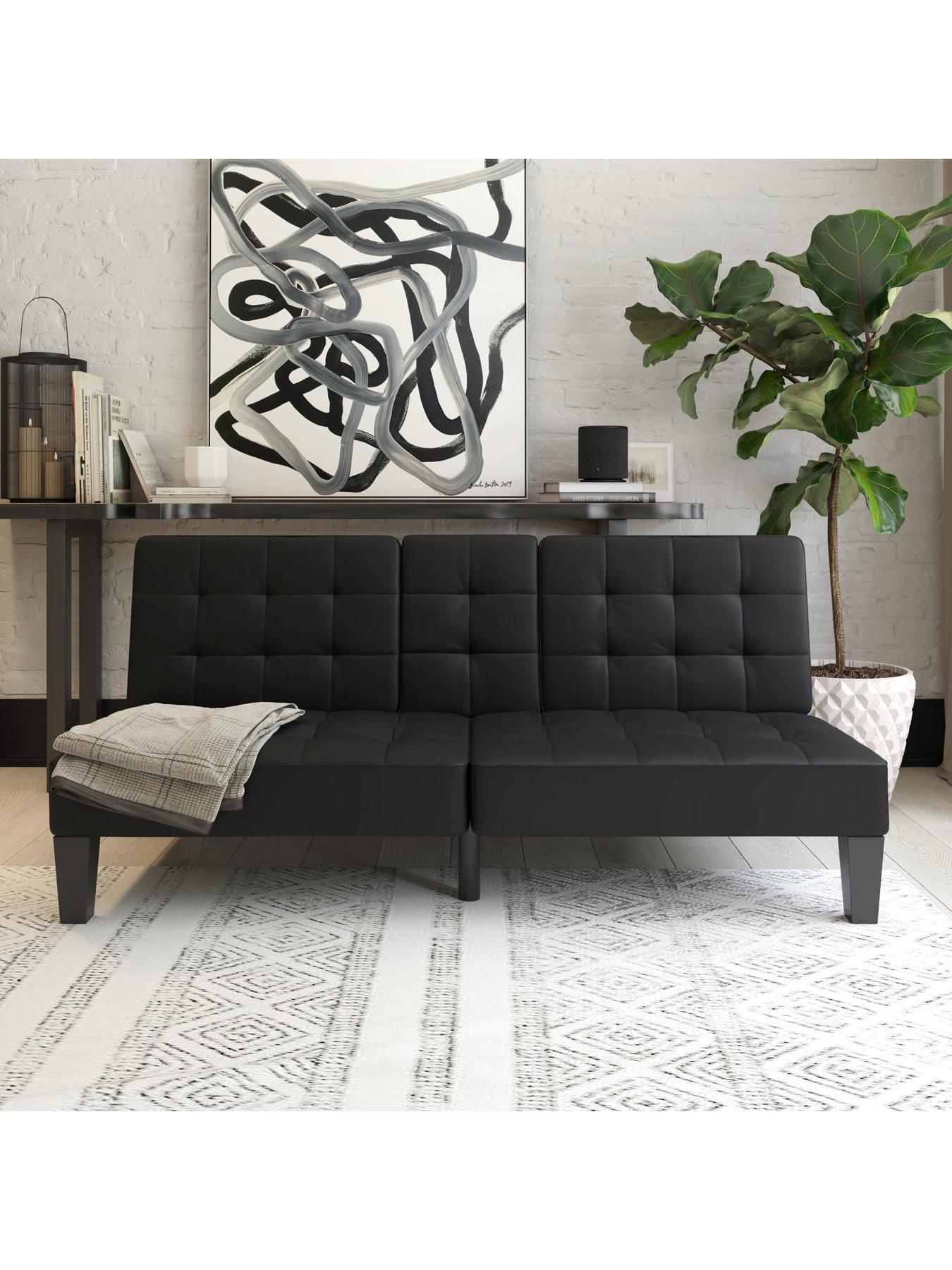 Dorel Home Adalynn Faux Leather Sofa Bed Futon - Black