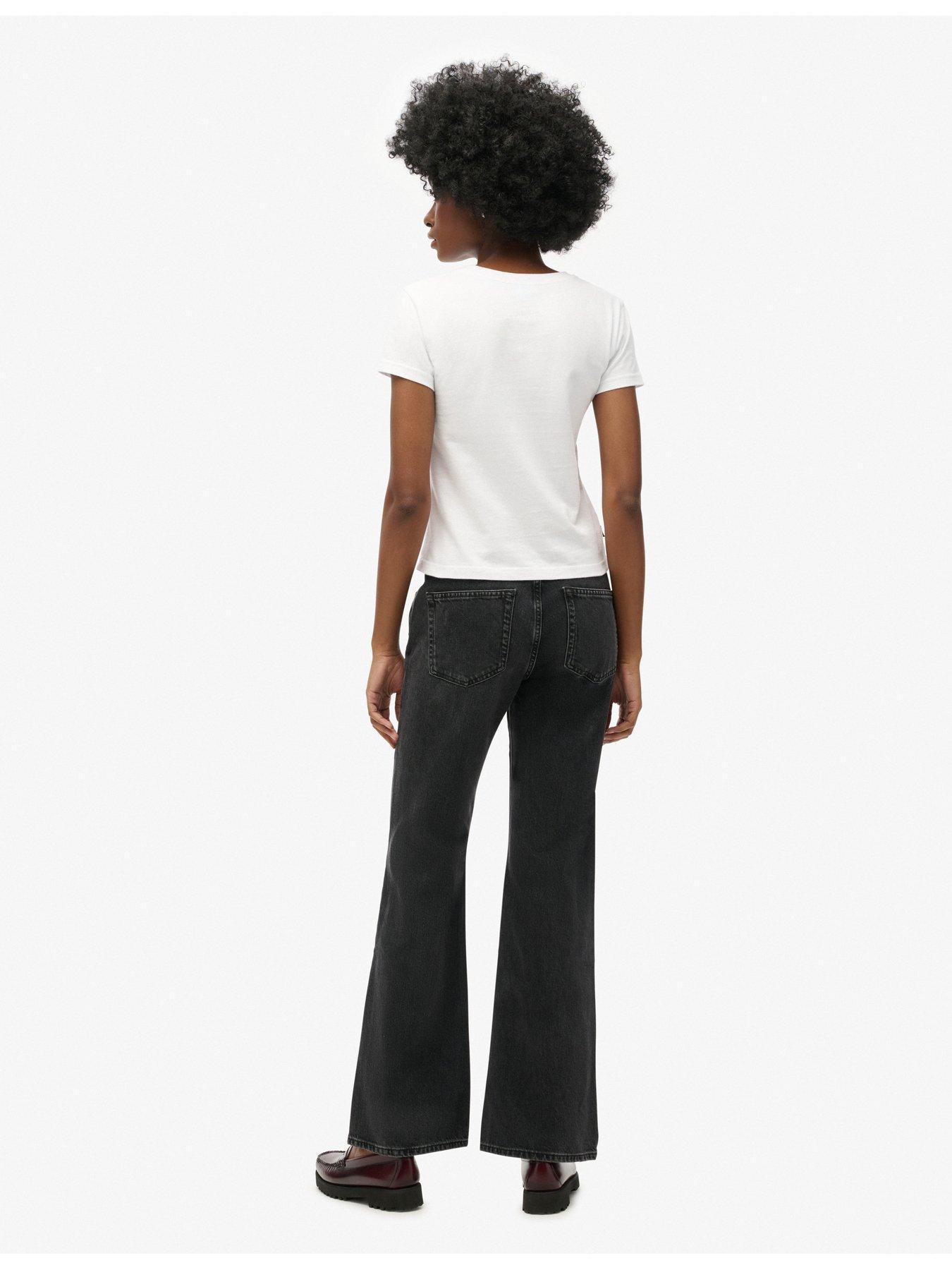 Image 2 of 5 of Superdry Superdry Vintage Mid Rise Slim Flare Jeans&nbsp;- Black