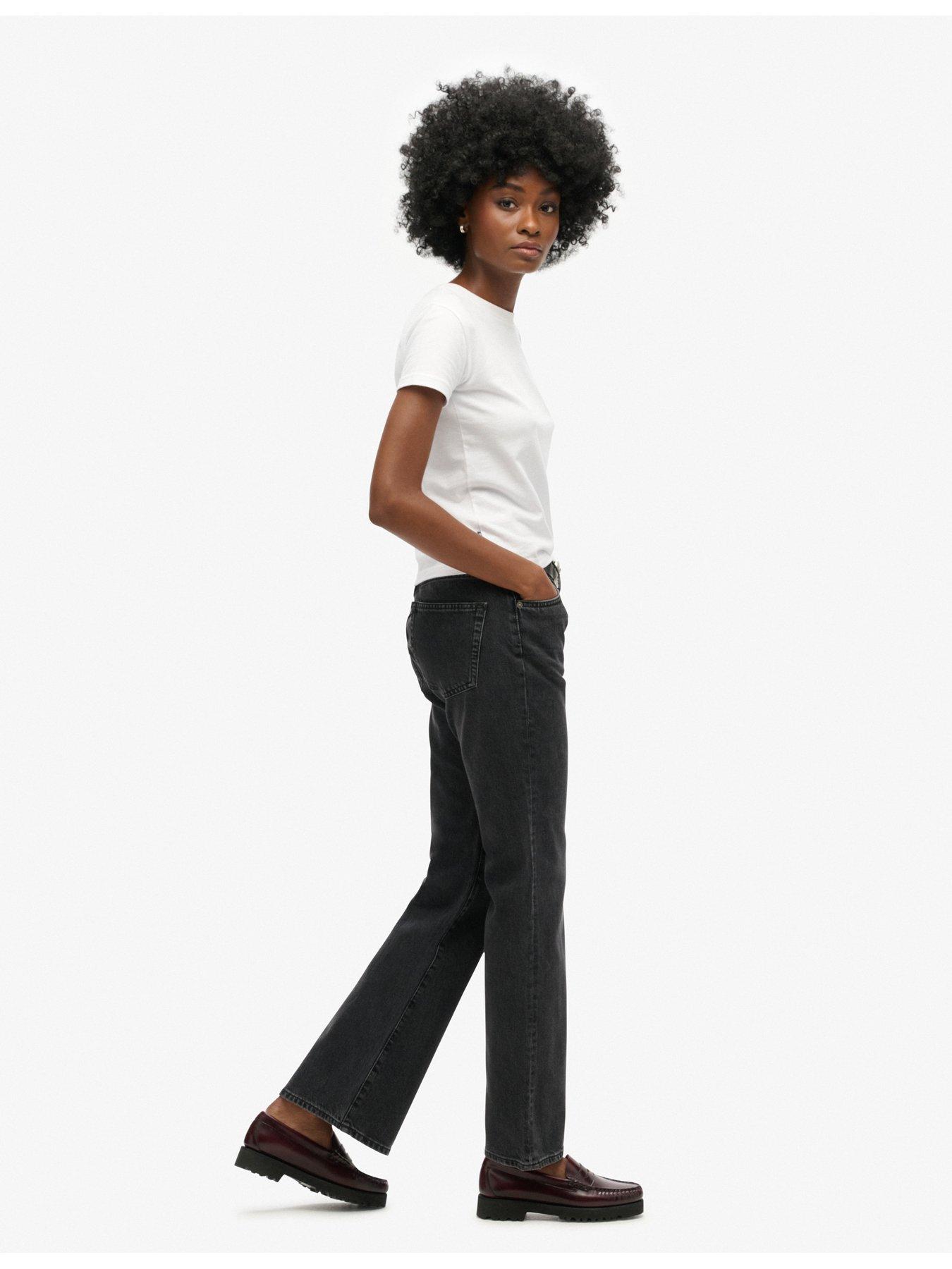 Image 3 of 5 of Superdry Superdry Vintage Mid Rise Slim Flare Jeans&nbsp;- Black