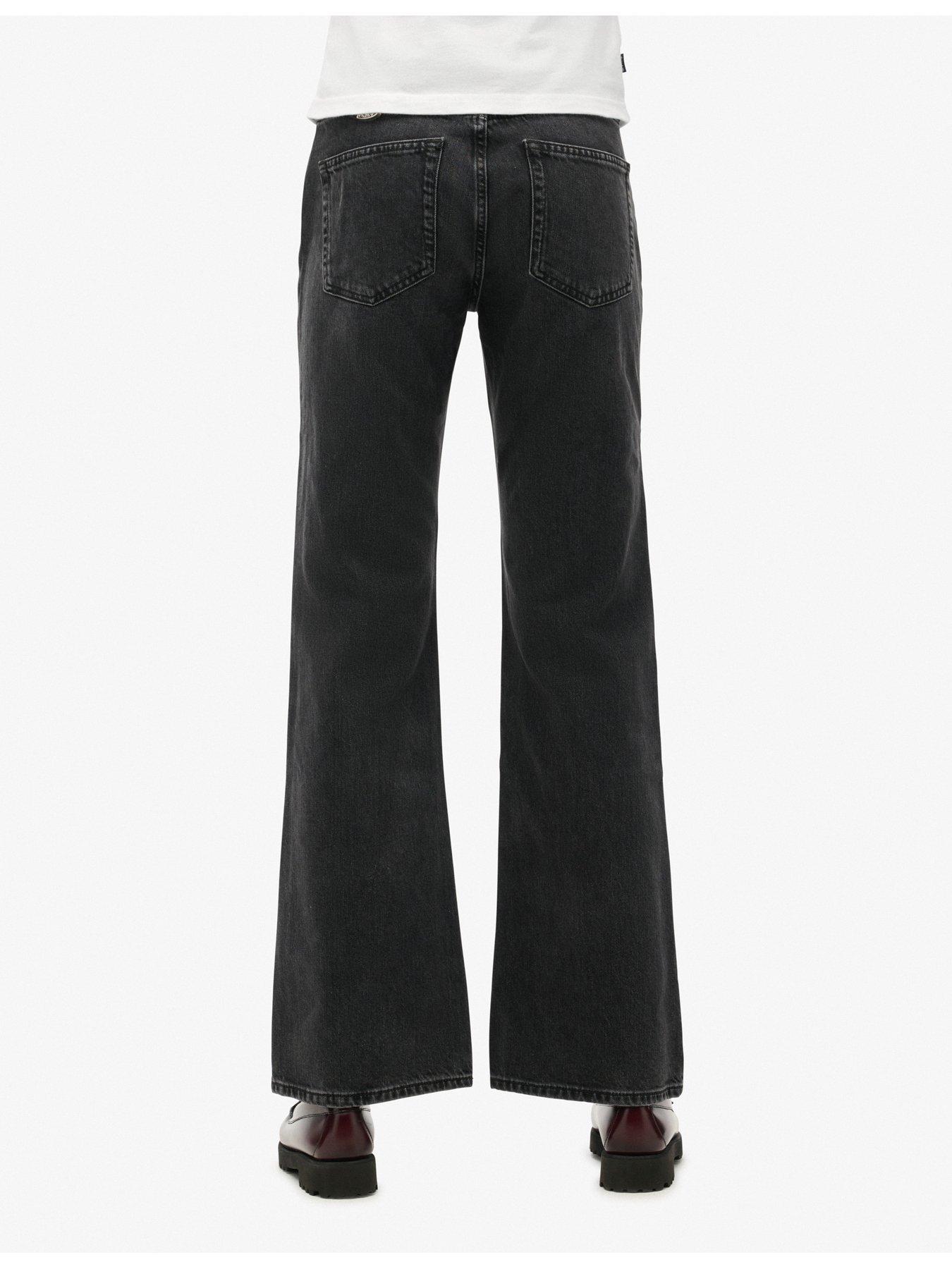 Image 5 of 5 of Superdry Superdry Vintage Mid Rise Slim Flare Jeans&nbsp;- Black