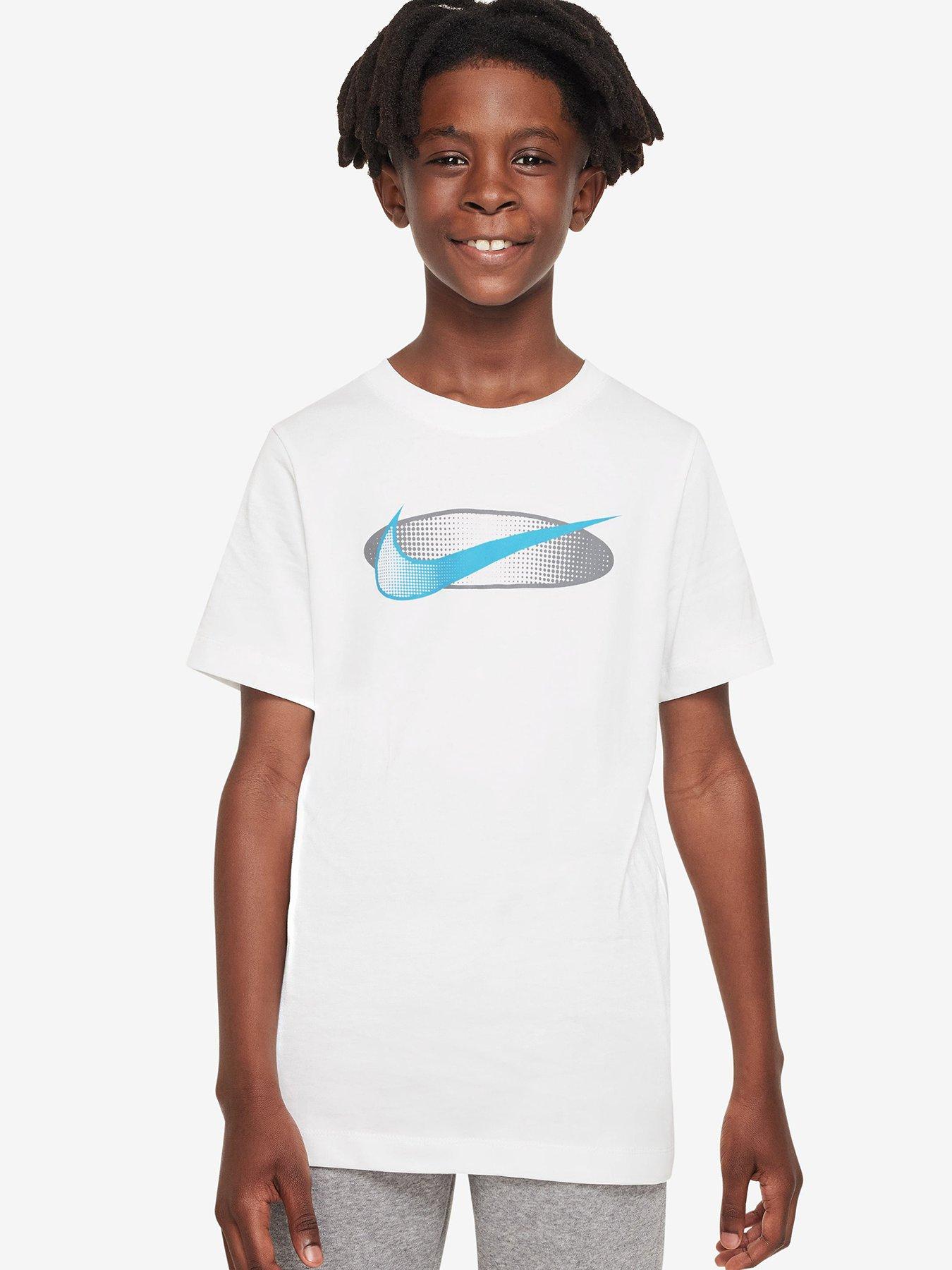 Nike Older Boys Sportswear Core Brandmark T Shirt White Very