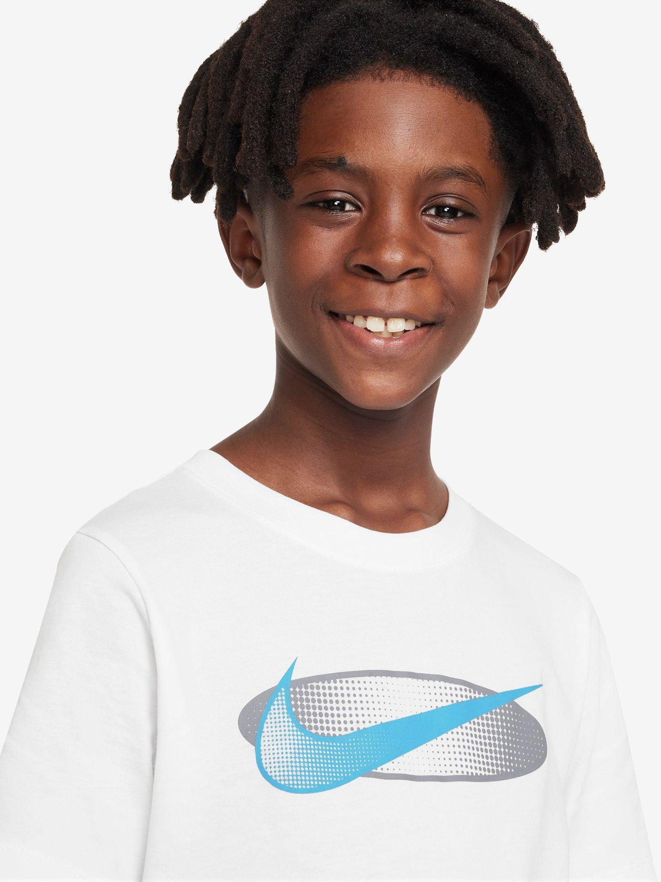 Nike Older Boys Sportswear Core Brandmark T Shirt White Very