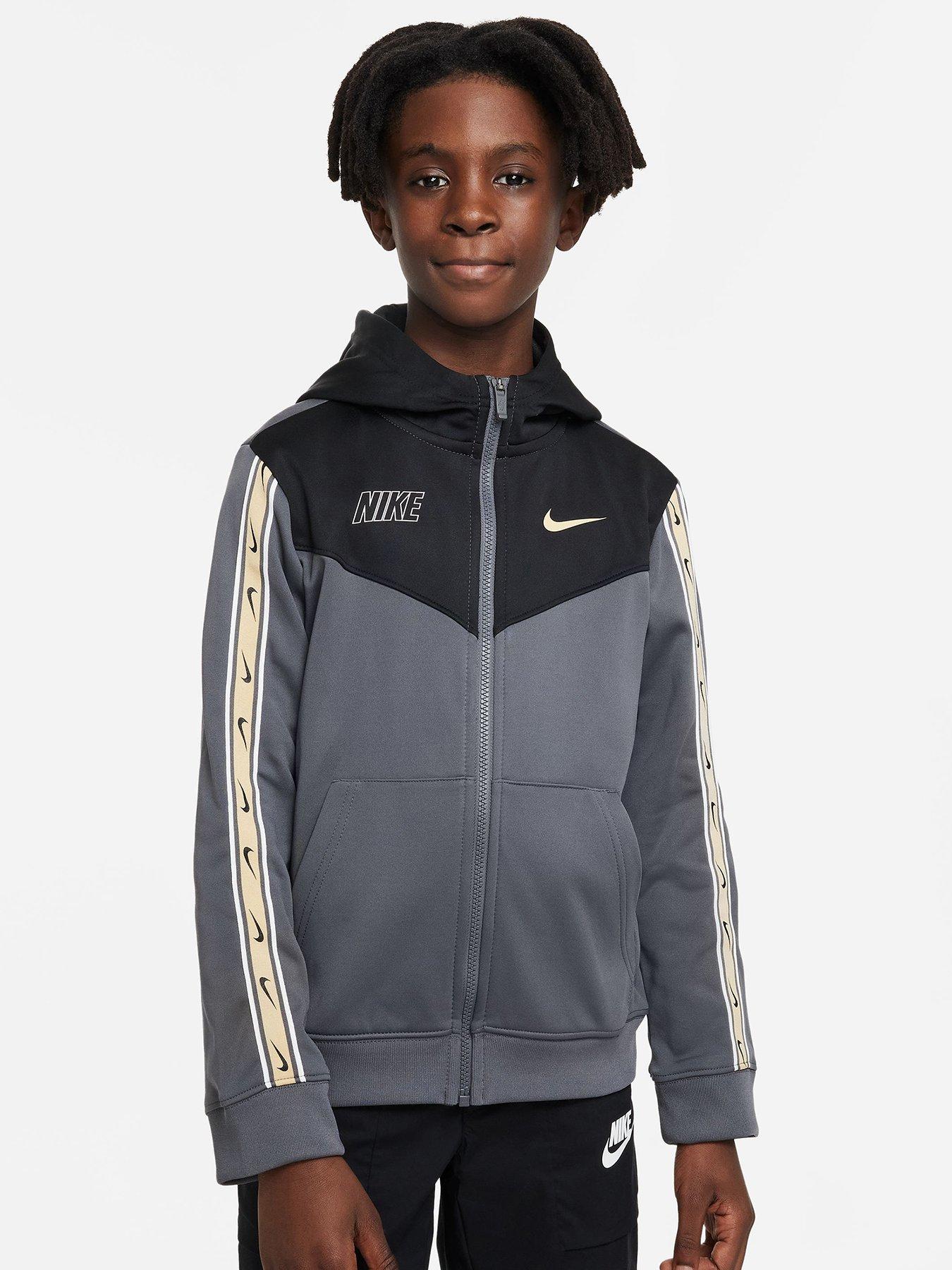 Nike double cheap swoosh hoodie grey