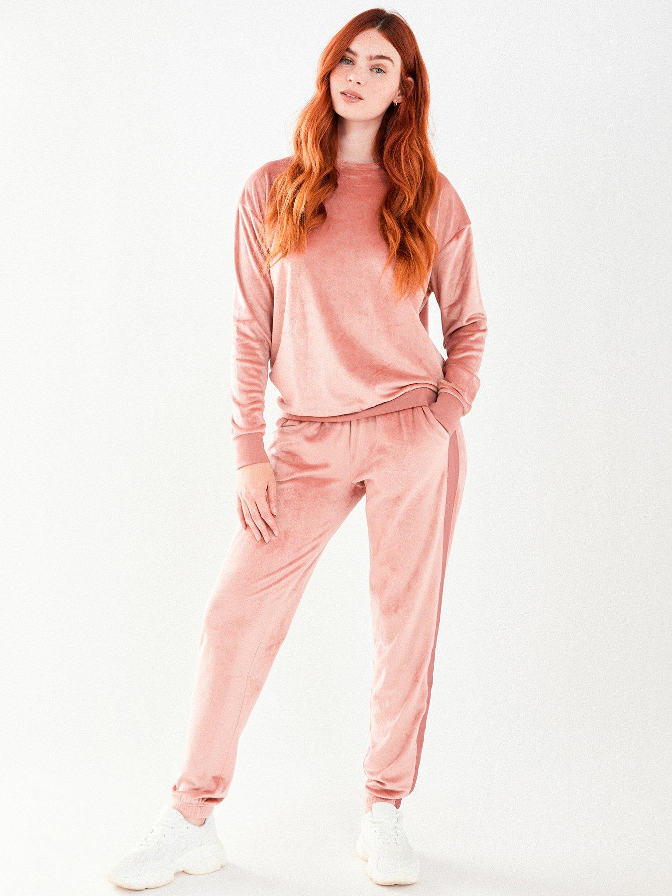 Pink velour jogger discount set