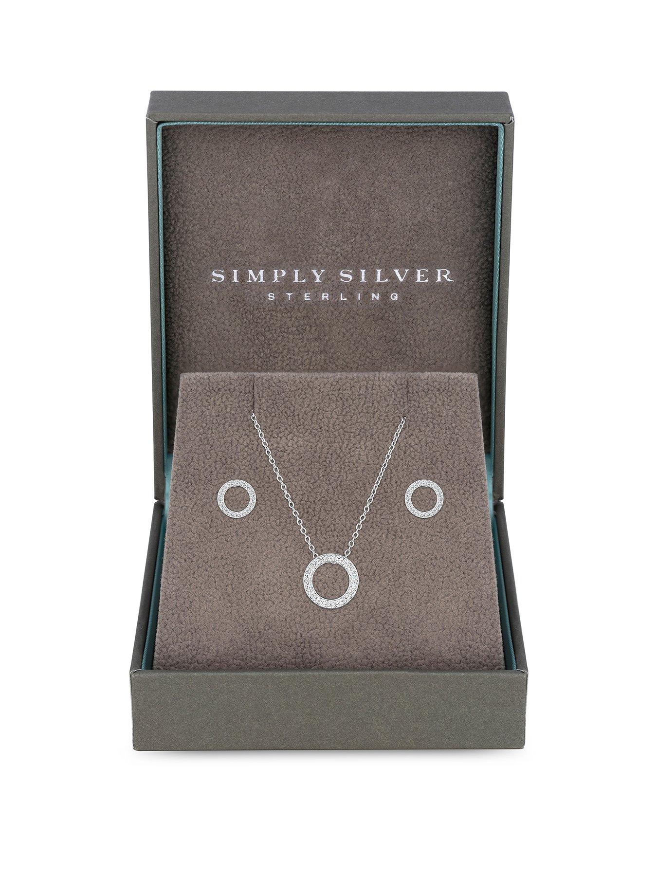 Image 1 of 2 of Simply Silver Sterling Silver 925 Cubic Zirconia Round Open Set
