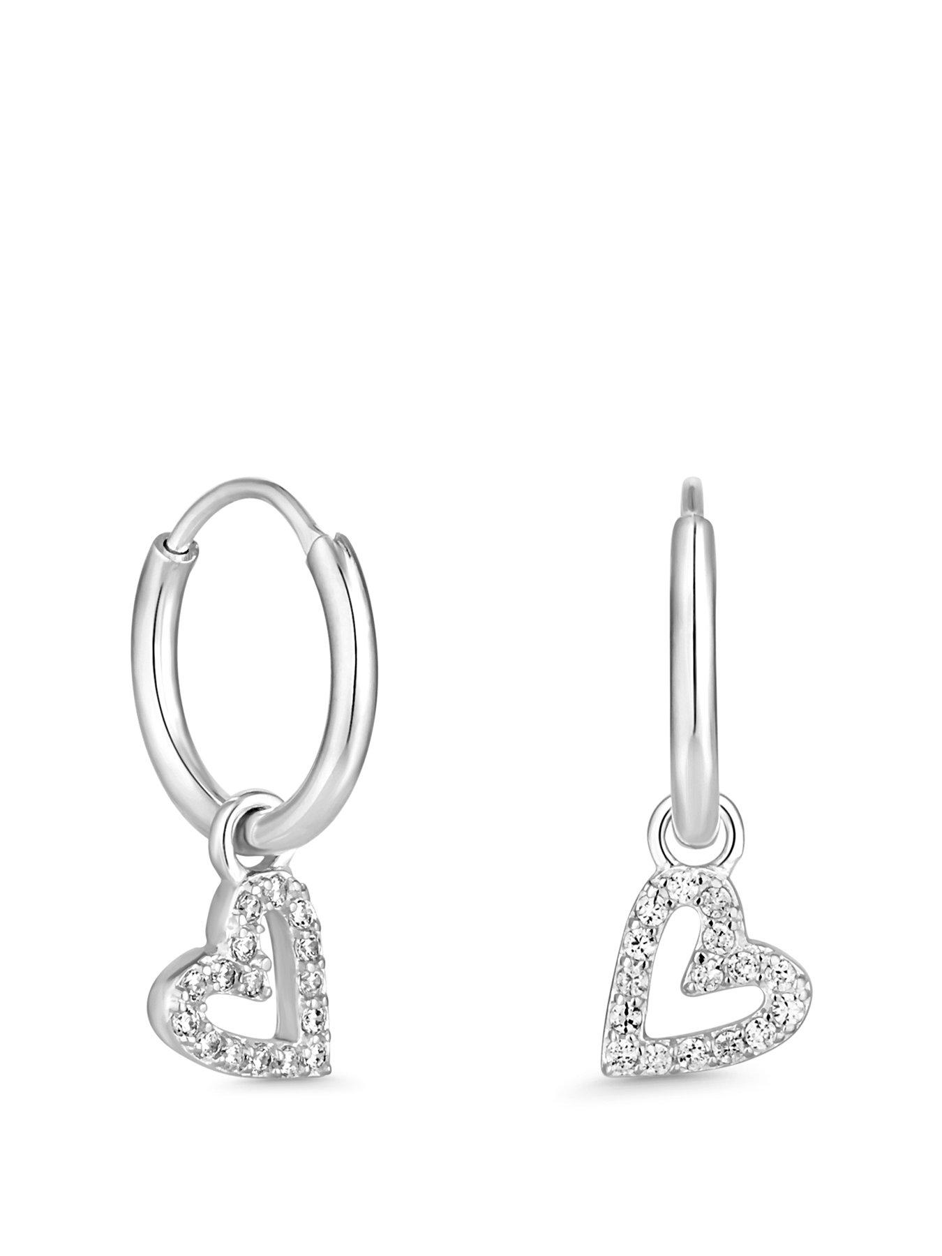 Image 1 of 2 of Simply Silver Simply Silver Sterling Silver 925 Mini Heart Hoop Earrings
