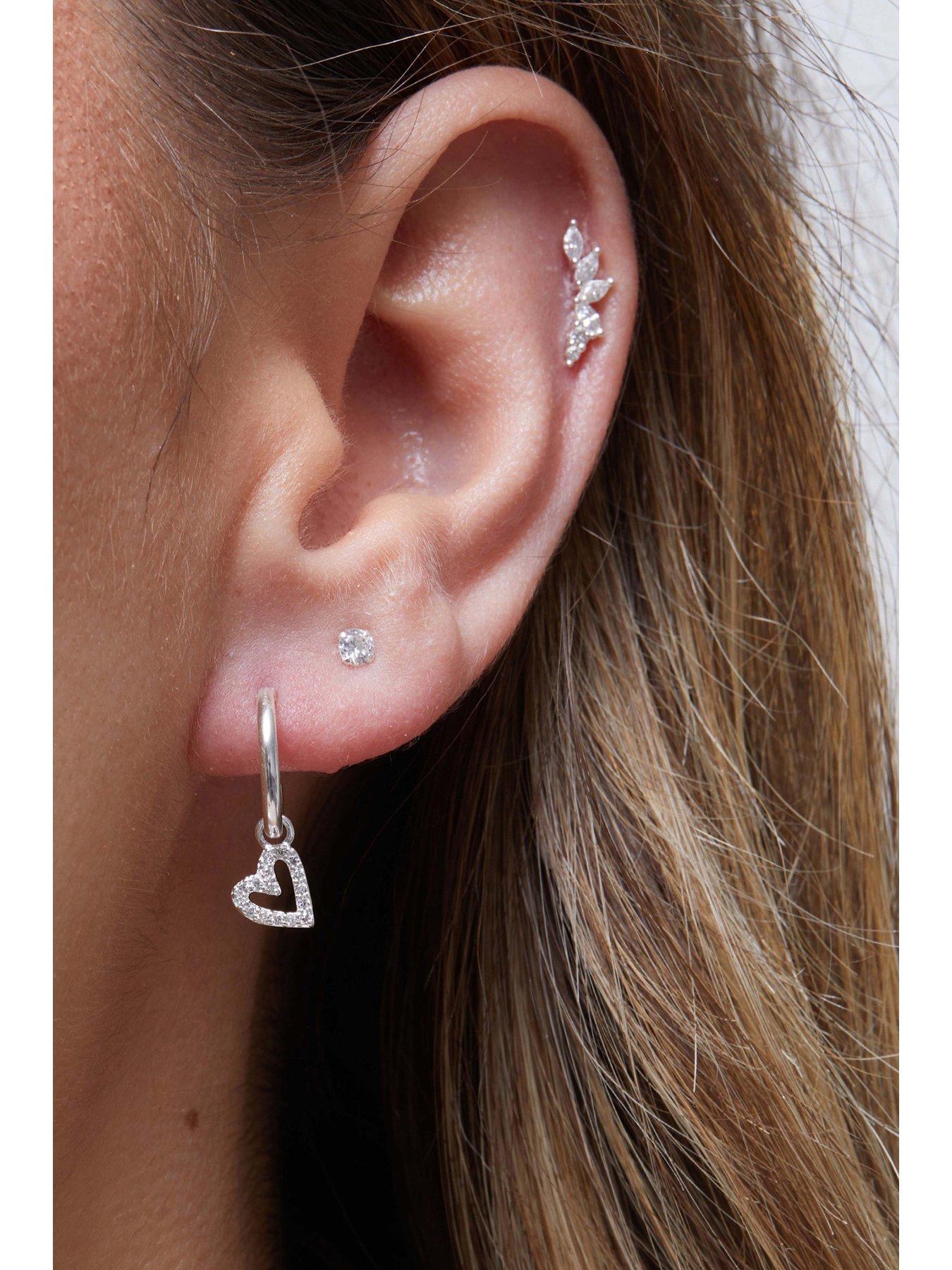Image 2 of 2 of Simply Silver Simply Silver Sterling Silver 925 Mini Heart Hoop Earrings