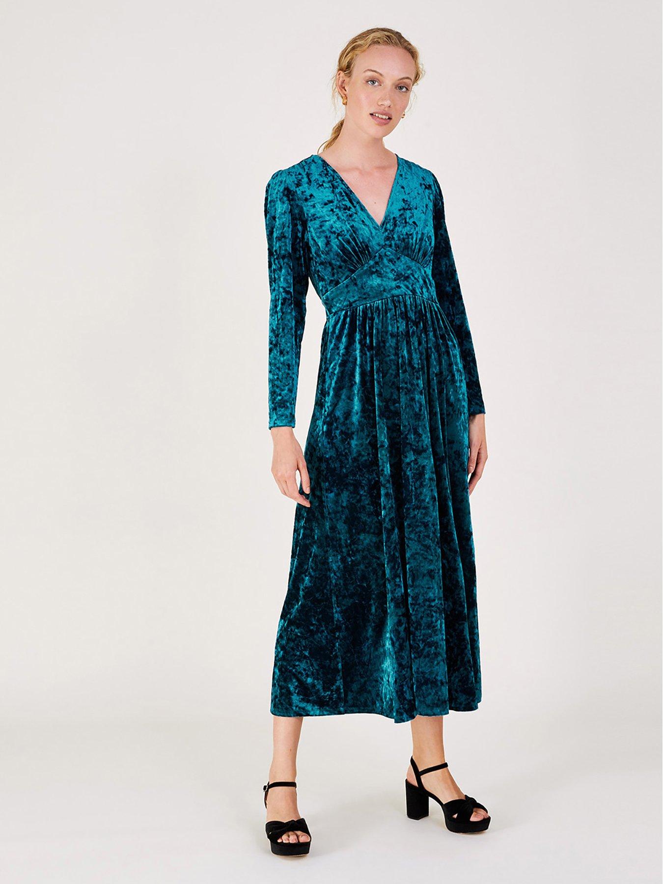 Monsoon teal cheap velvet dress