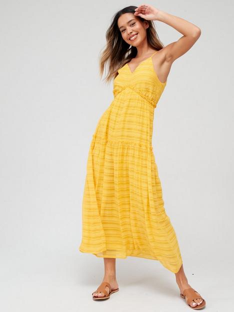 v-by-very-sheer-stripe-frill-detail-beach-midi-dress-yellow
