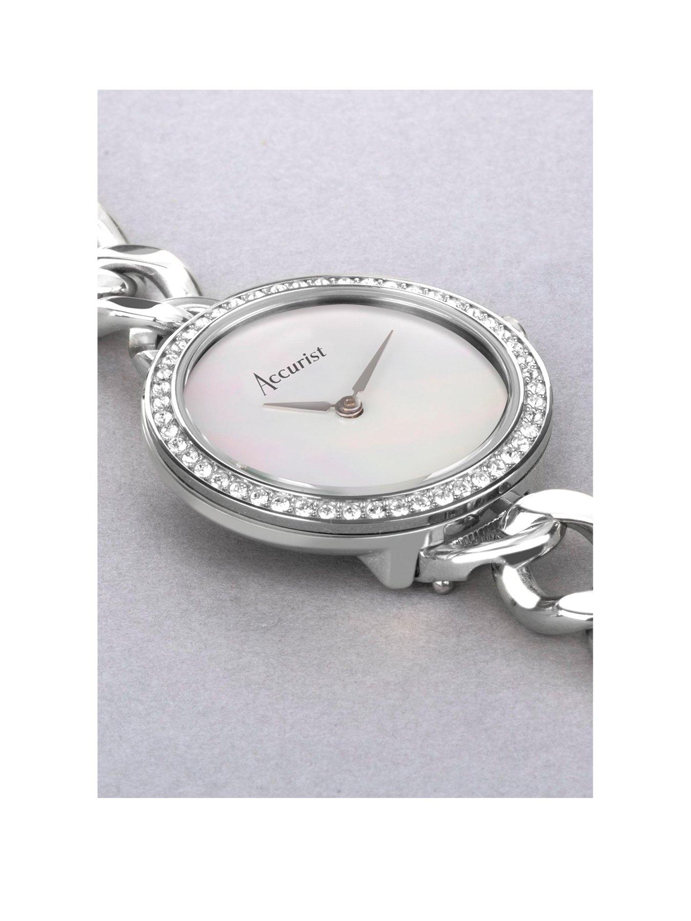 accurist-jewellery-womens-silver-stainless-steel-chain-analogue-watchstillFront