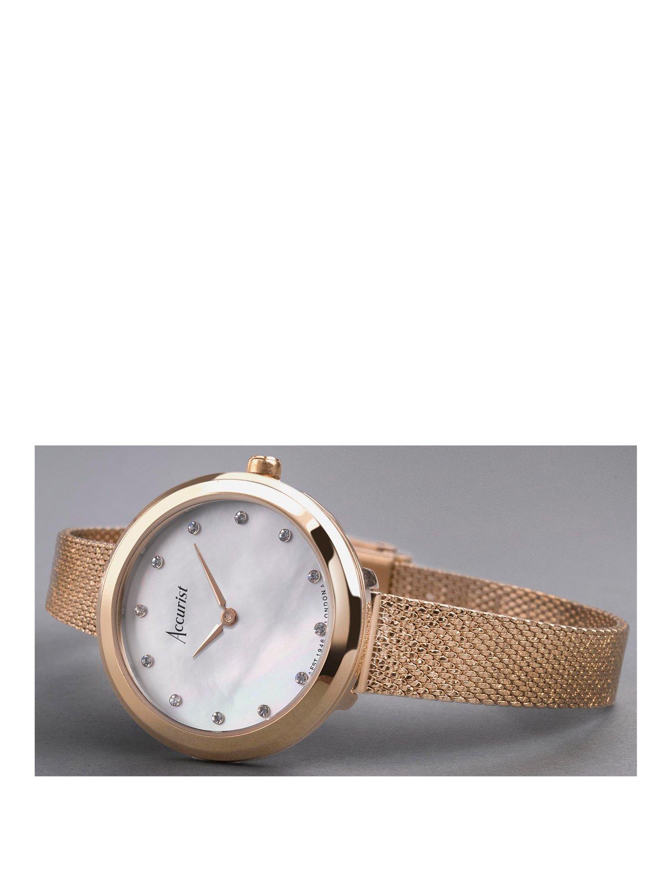 accurist-jewellery-womens-rose-gold-stainless-steel-mesh-analogue-watchstillFront