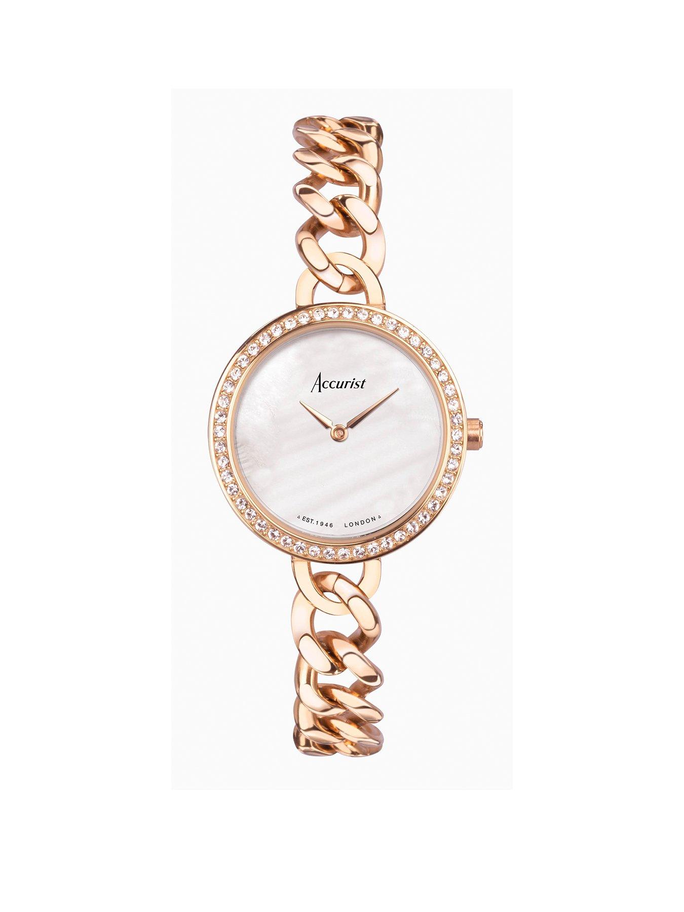 accurist-jewellery-womens-rose-gold-stainless-steel-chain-analogue-watchfront