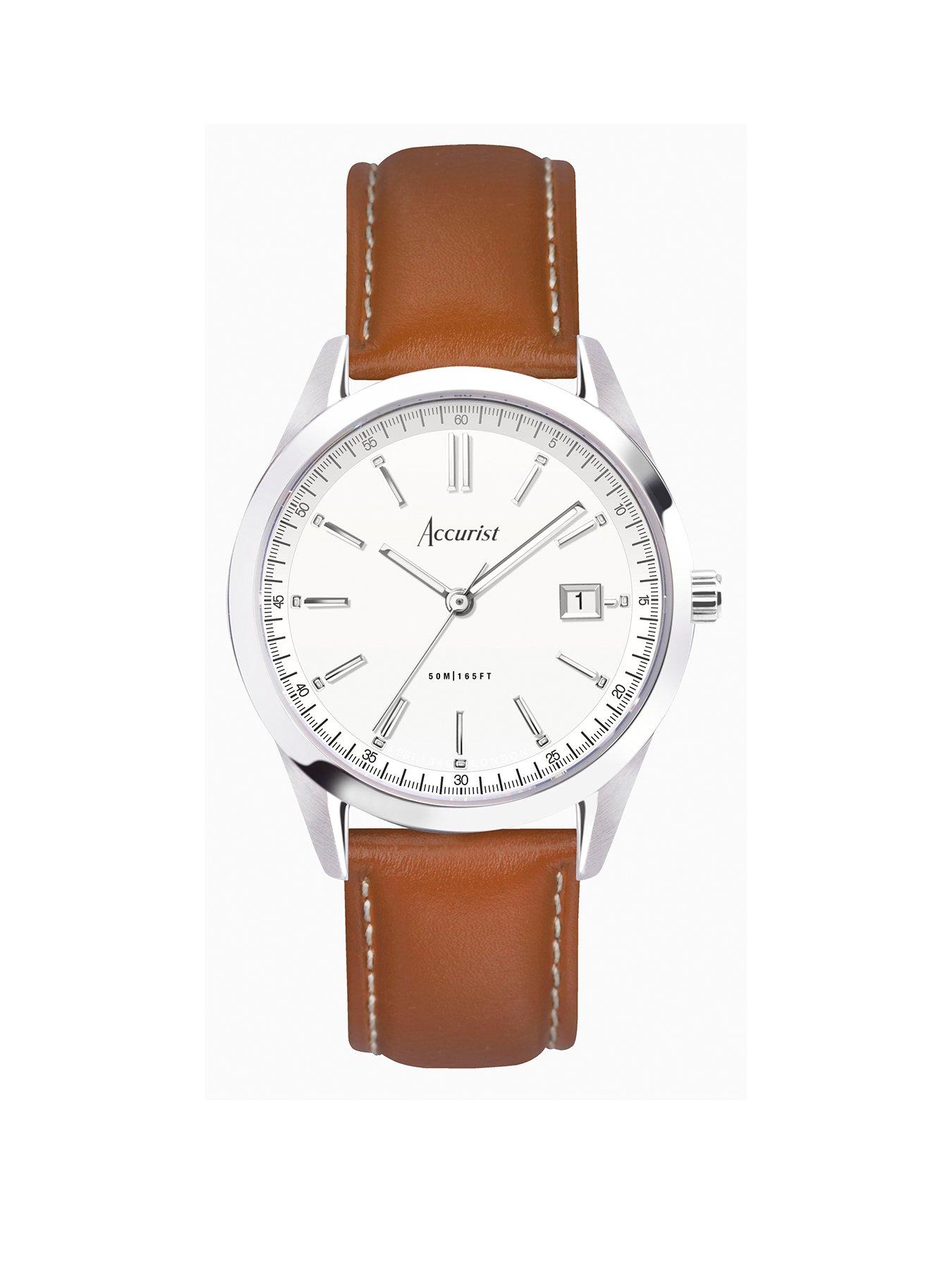 accurist-everyday-mens-brown-leather-strap-analogue-watchfront