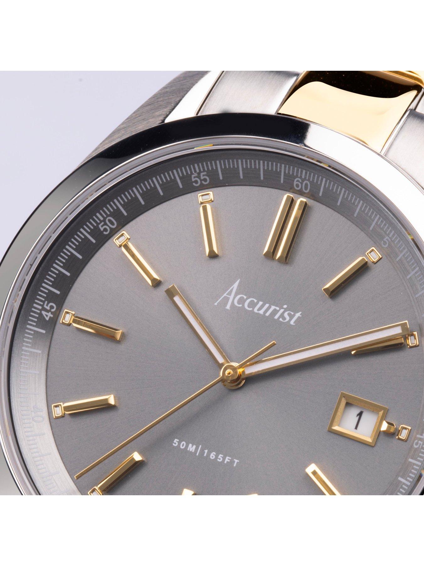 accurist-everyday-mens-2-tone-stainless-steel-bracelet-analogue-watchdetail