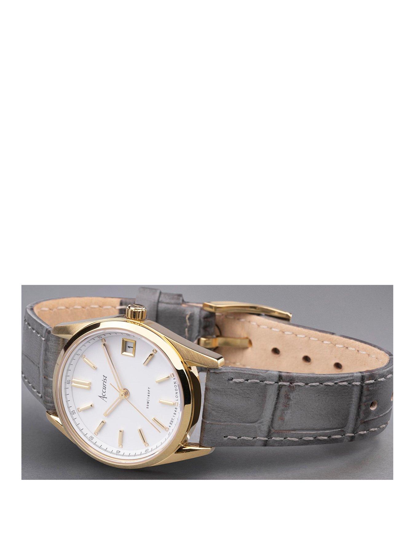 accurist-everyday-womens-grey-leather-strap-analogue-watchstillFront